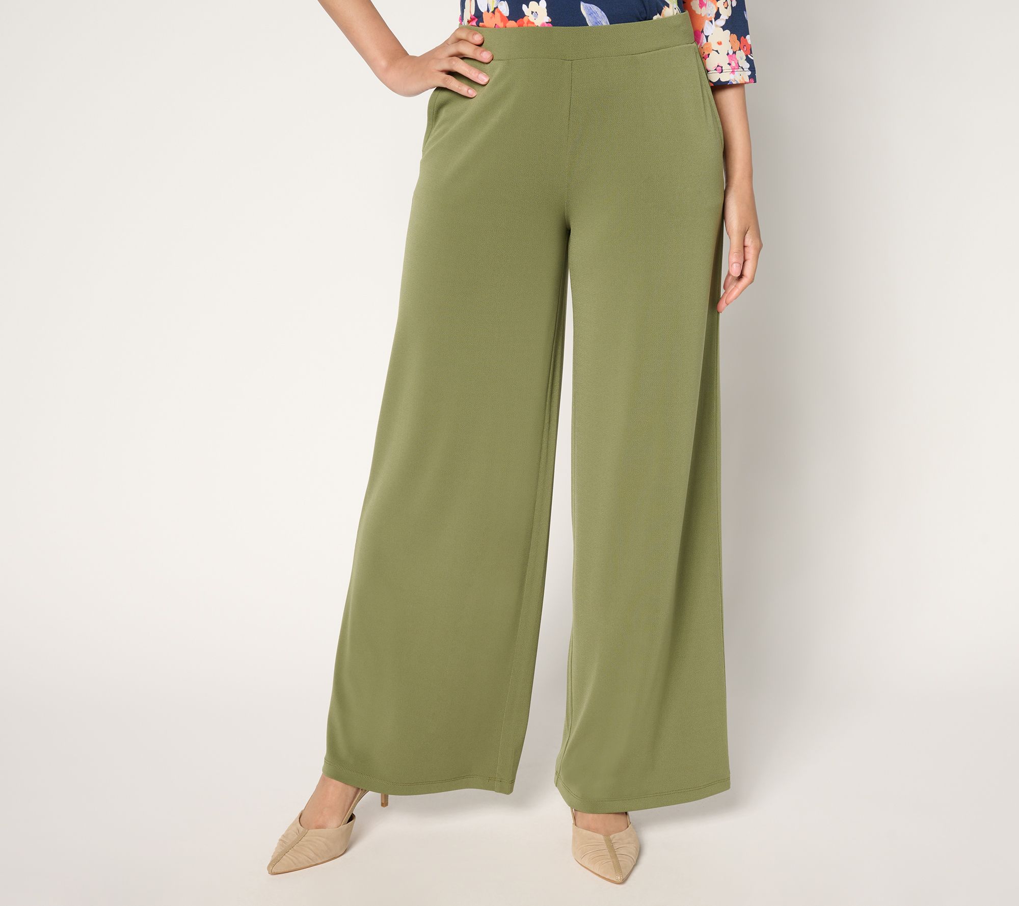 Susan Graver Pet Every Day Textured Liquid Knit Wide-Leg Pants