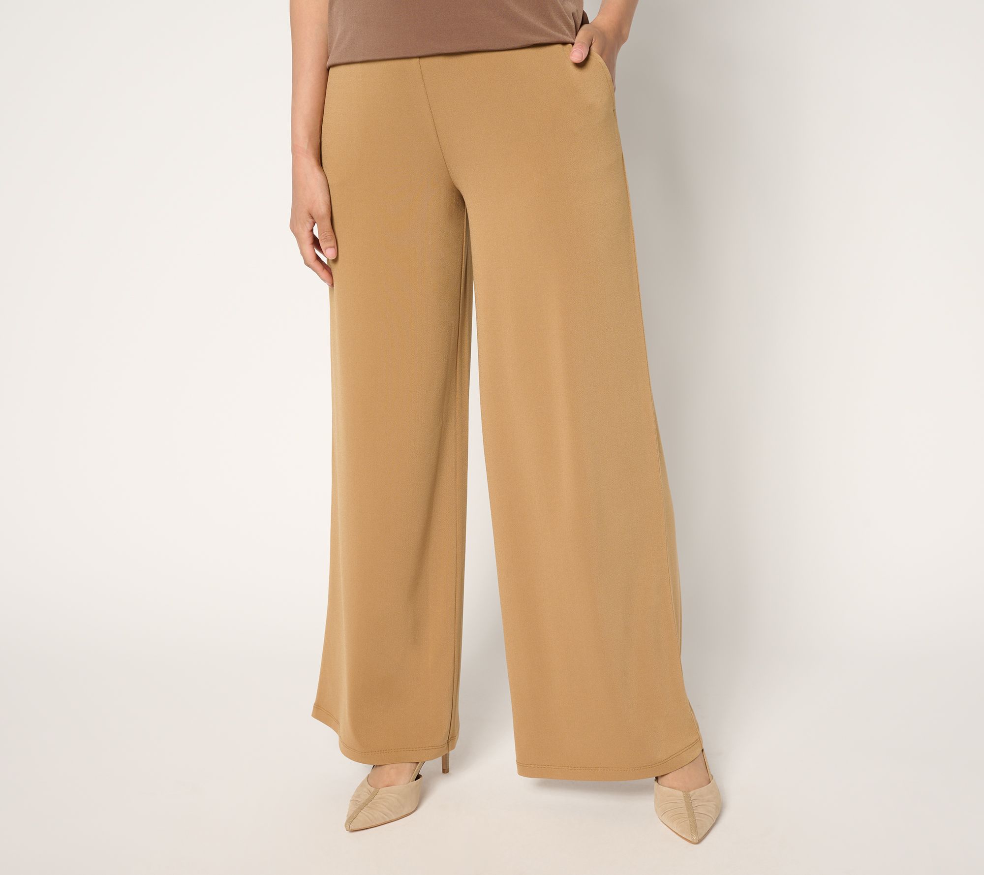 Susan Graver Pet Every Day Textured Liquid Knit Wide-Leg Pants