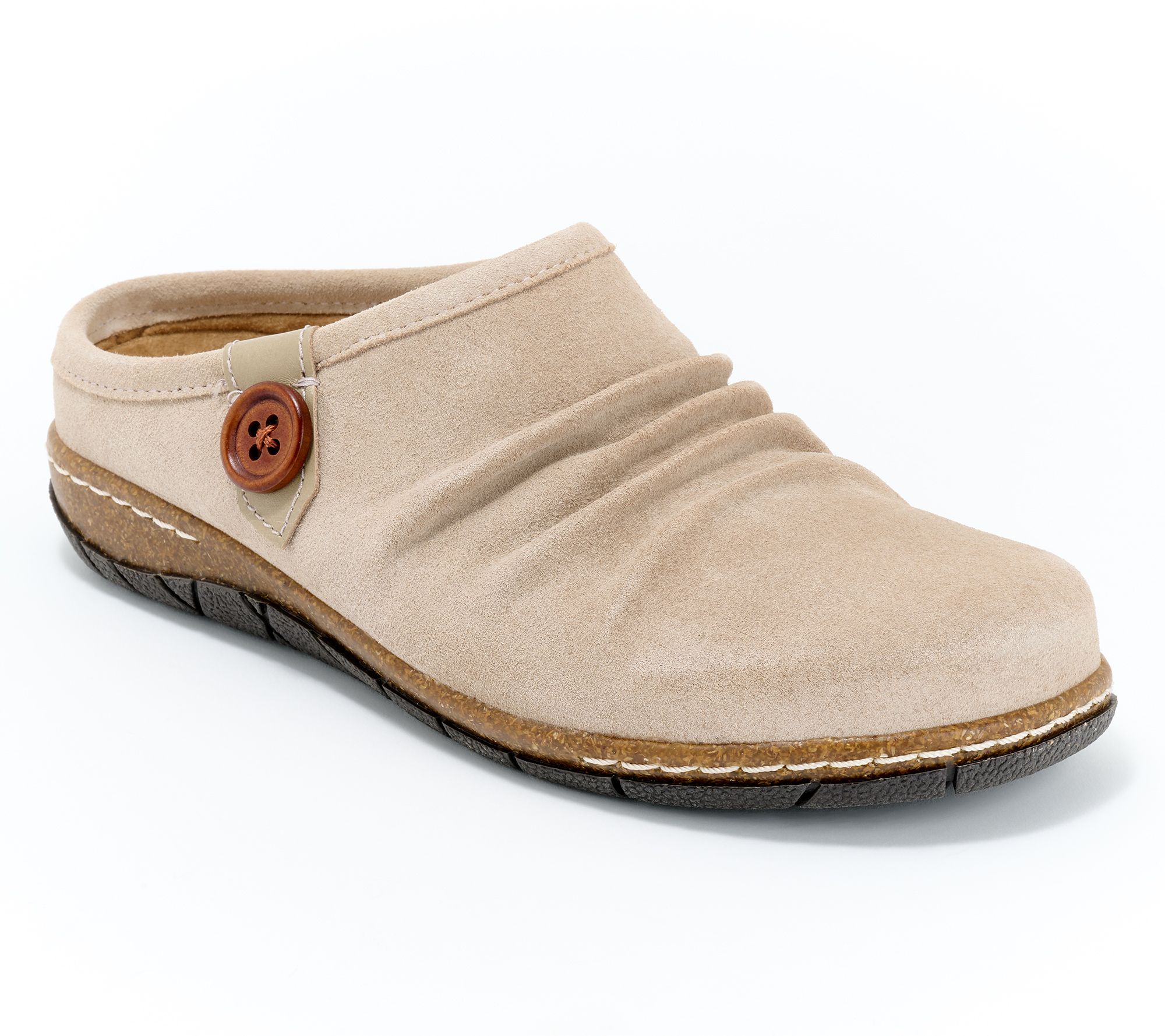 Earth Leather Slip-On Rouched Clogs - Enchant