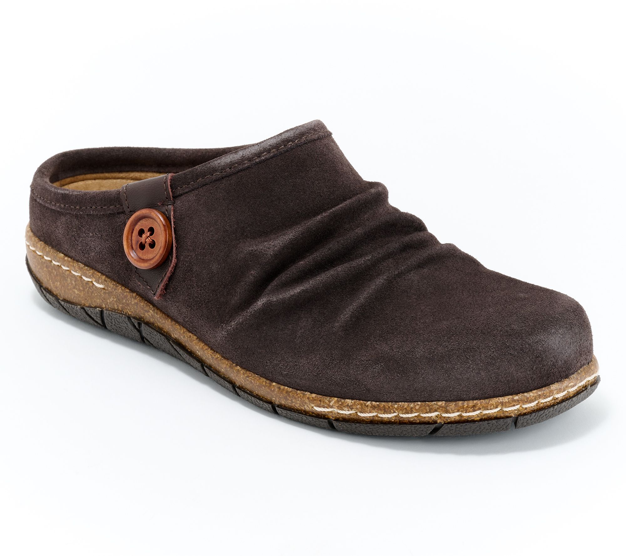 Earth Leather Slip-On Rouched Clogs - Enchant