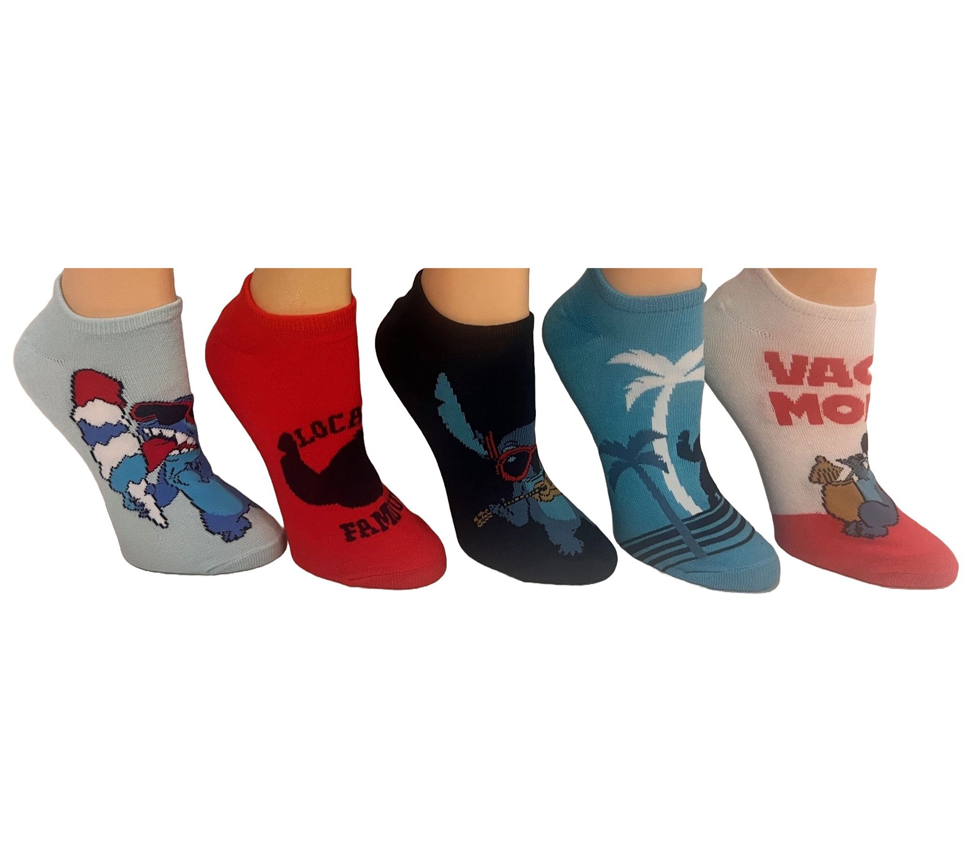 Ladies' Summer Vibes NoShow Character Sock Set 5 Pairs