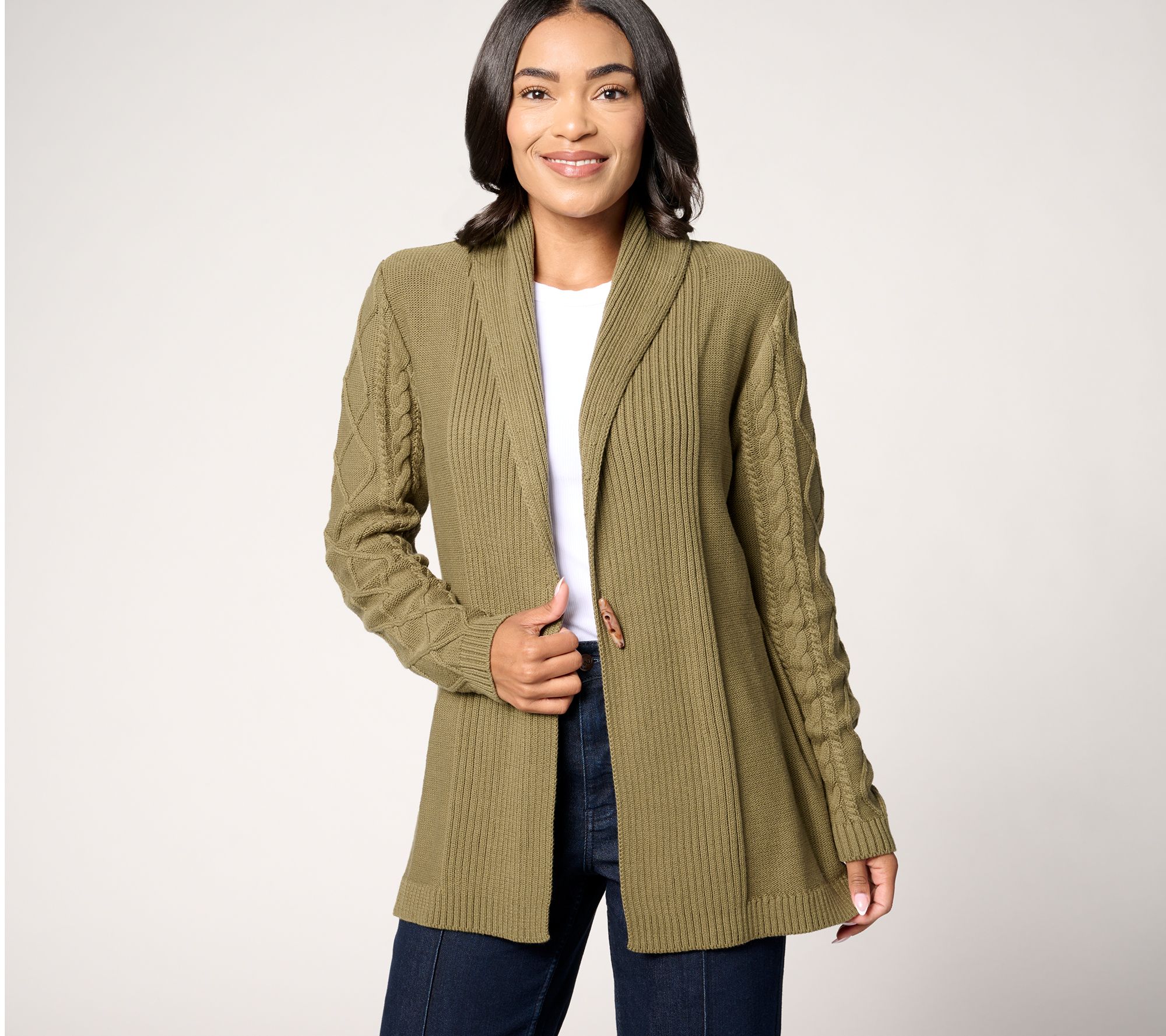 Denim & Co. Heritage Toggle-Closure Long-Sleeve Cardigan