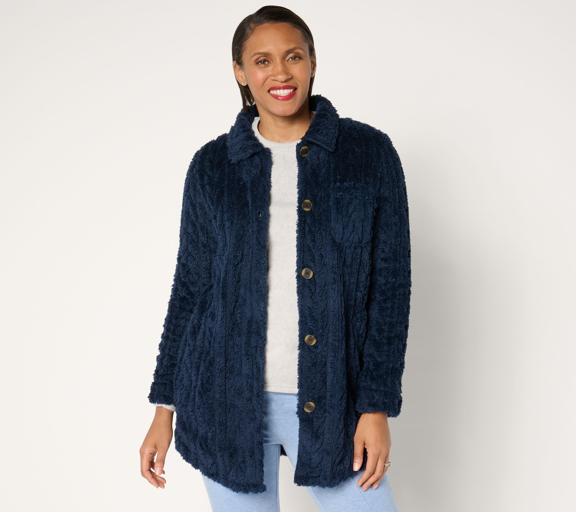 Cuddl Duds Sculpted Sherpa Shirt Jacket