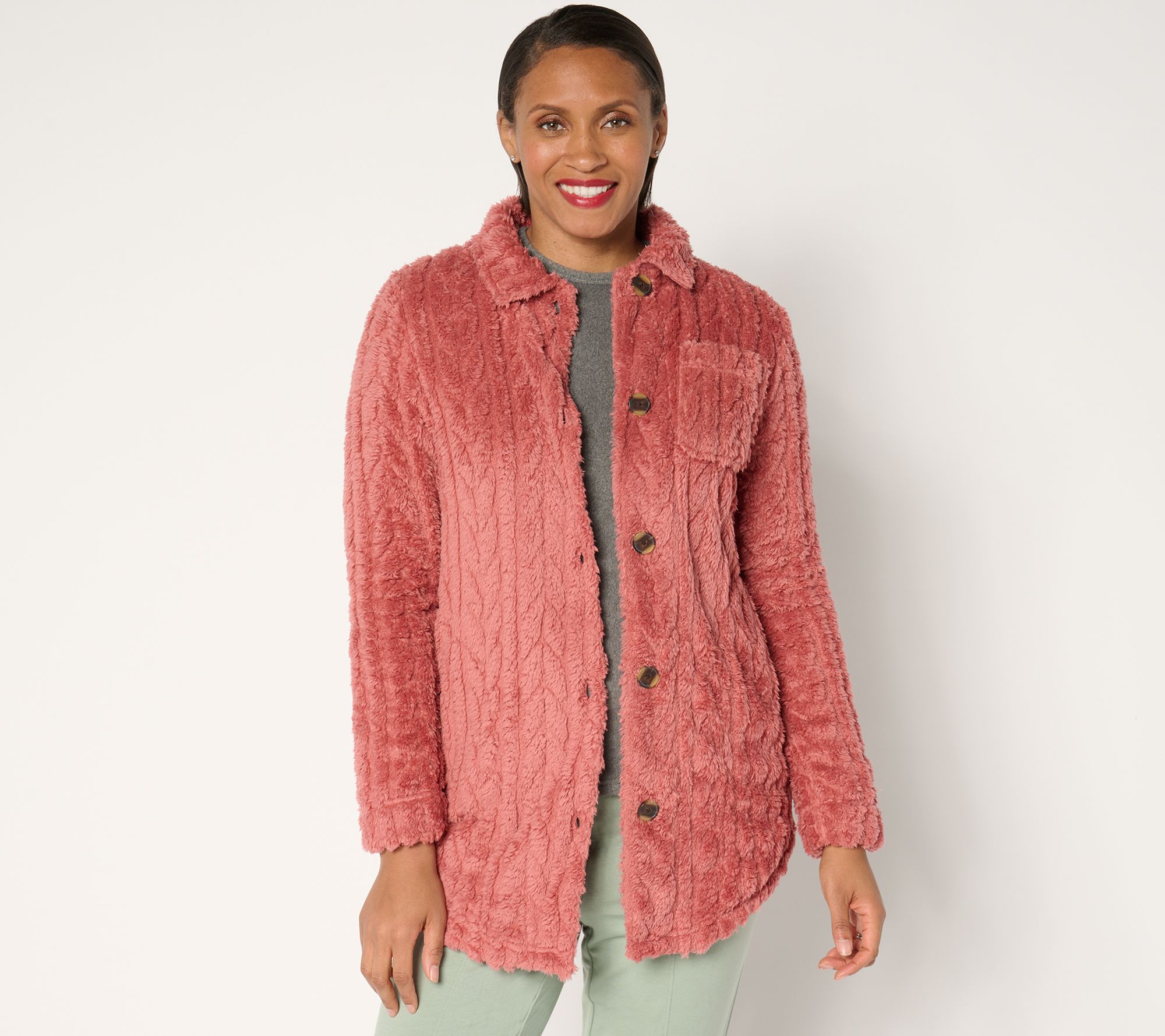 Cuddl Duds Sculpted Sherpa Shirt Jacket