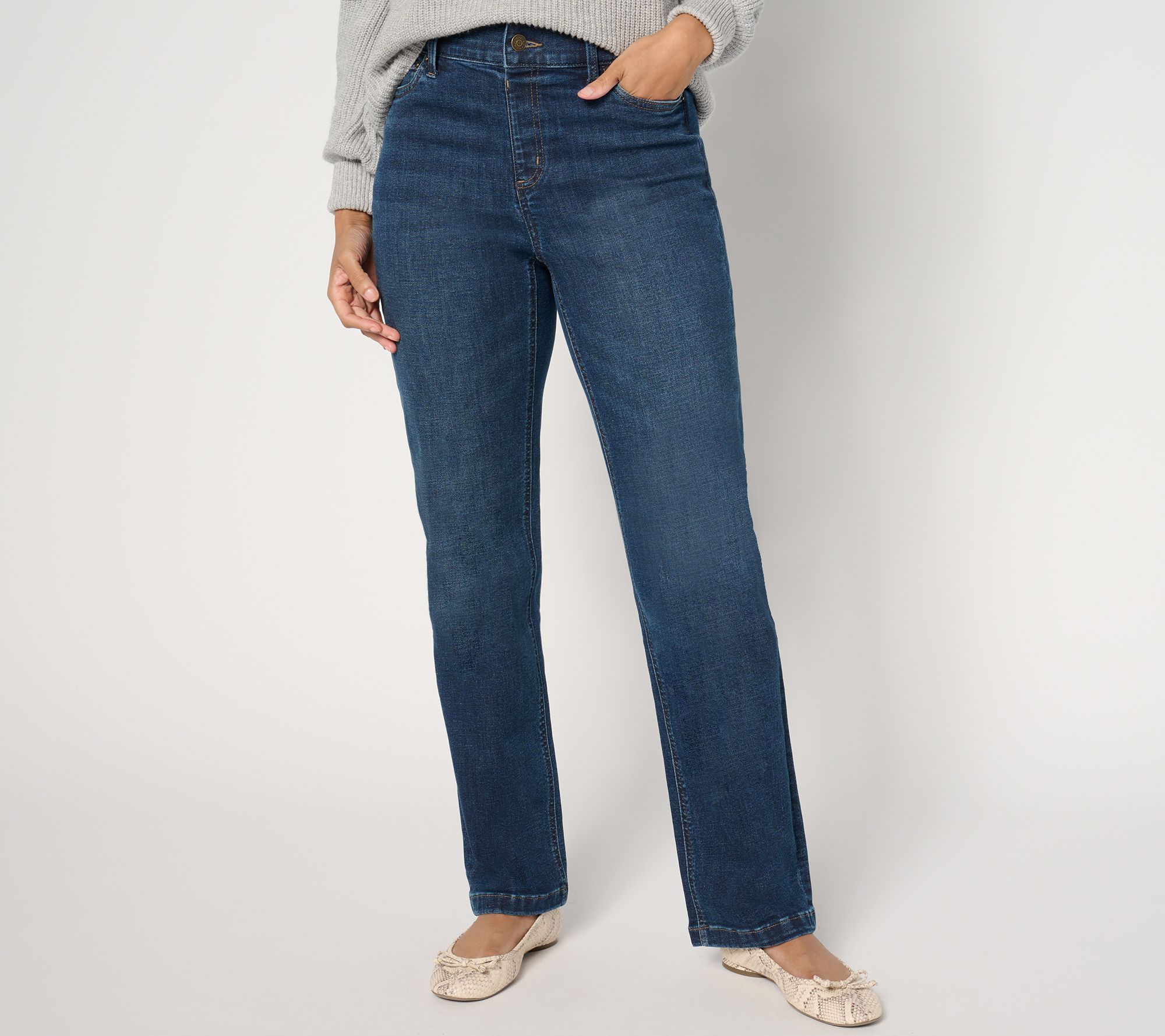 Denim & Co. Petite Indigo '94 Fit Easy Stretch Relaxed Jean