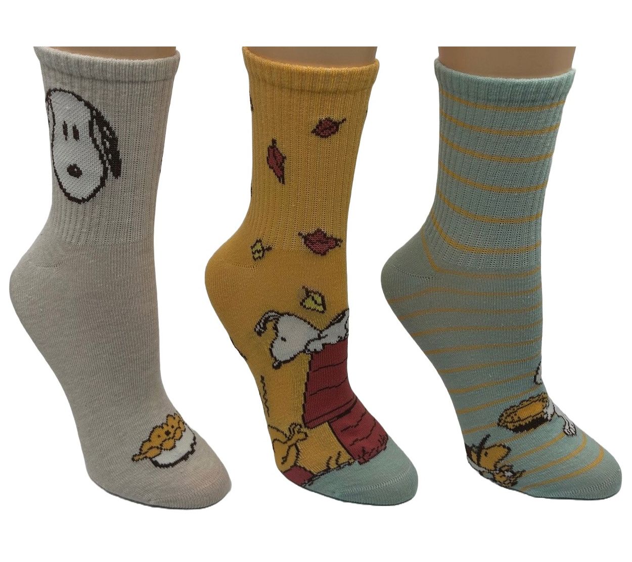 Peanuts Ladies' Harvest & Halloween Mid-Crew So ck Set - 3 Pair