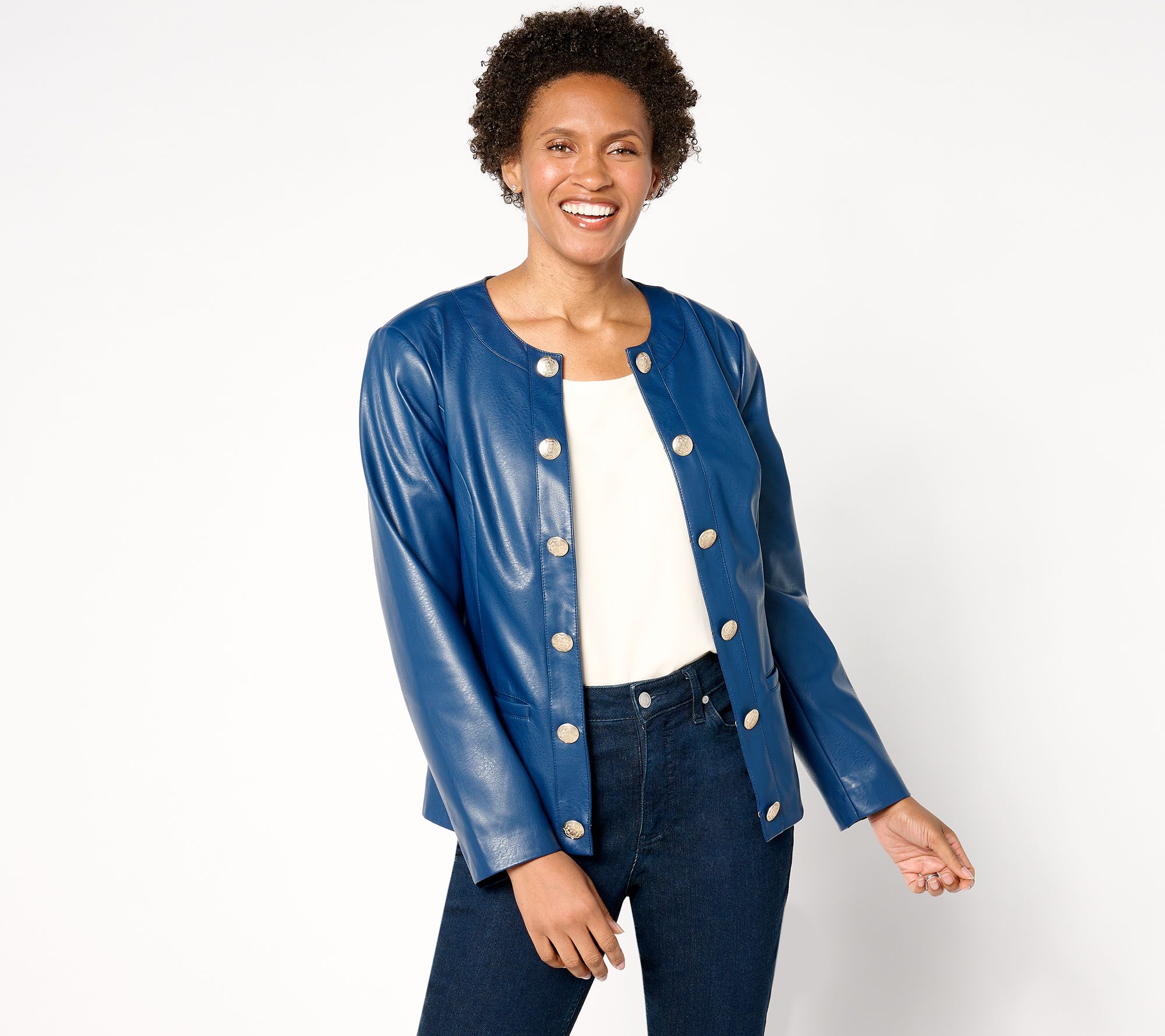 "As Is" GRAVER Susan Graver Faux Leather Long Sleeve Jacket