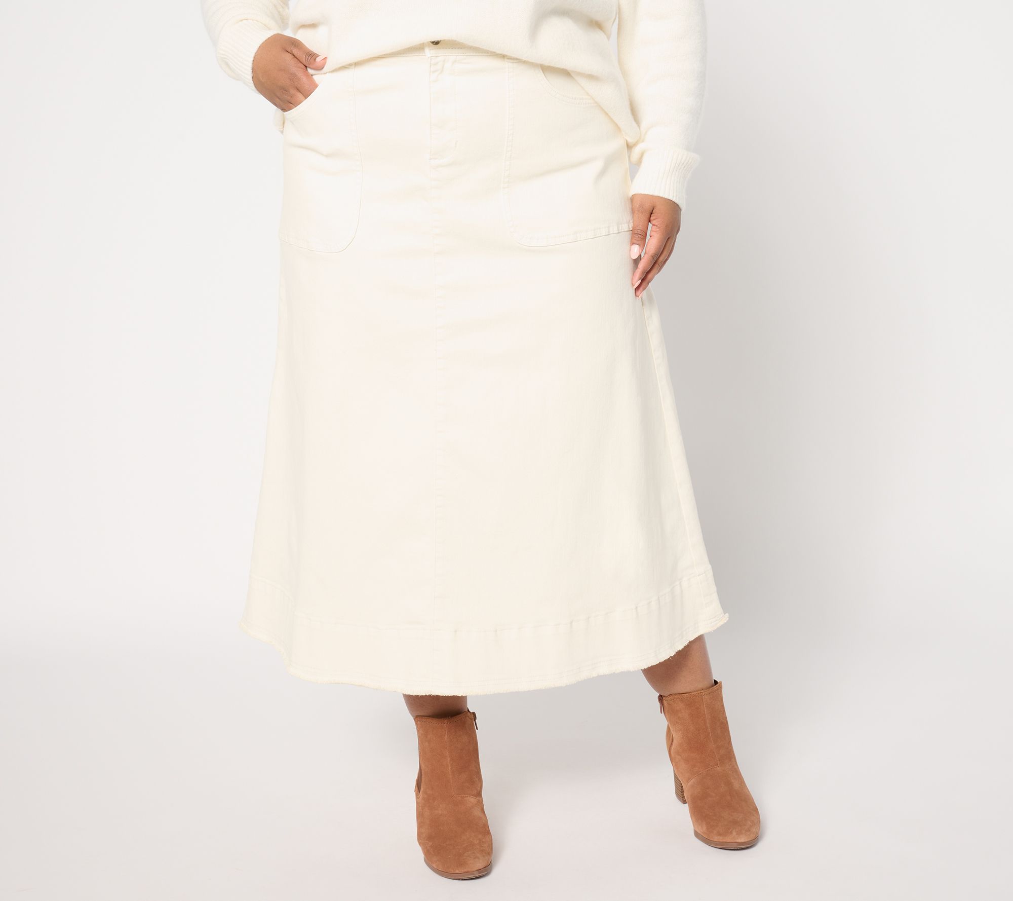 "As Is" Me by Jennie Garth Dune Petite Color Denim Midi Skirt