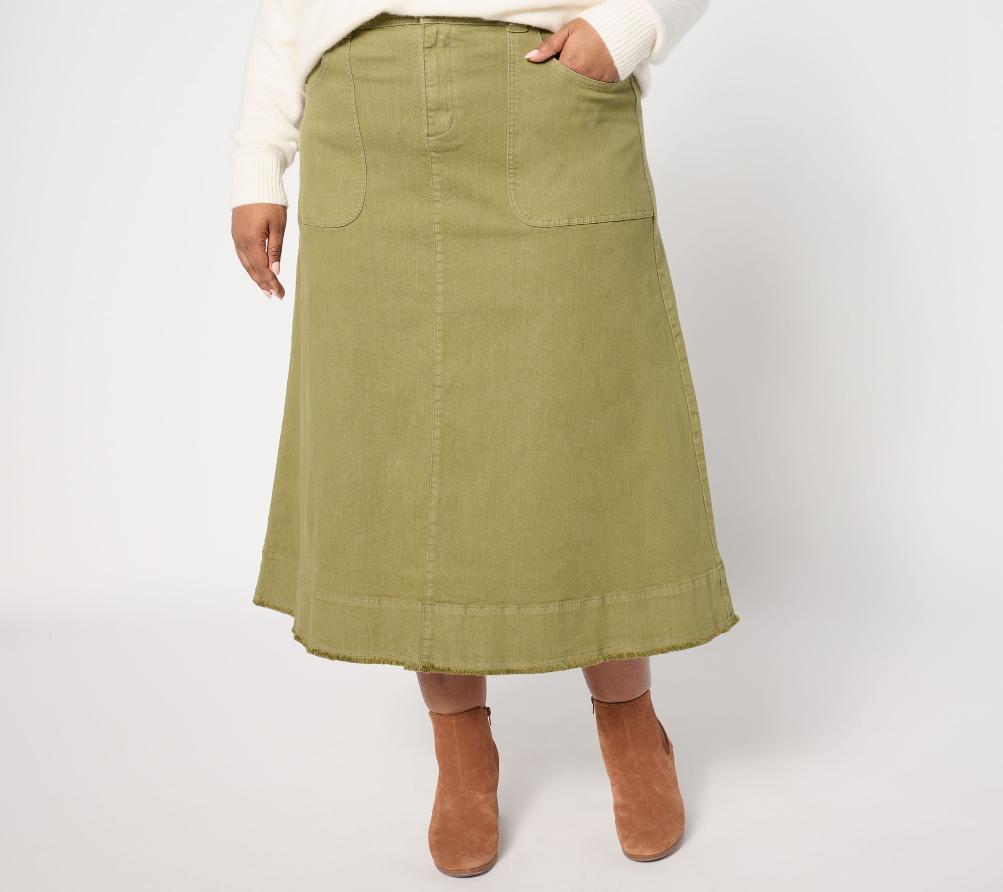 "As Is" Me by Jennie Garth Dune Petite Color Denim Midi Skirt