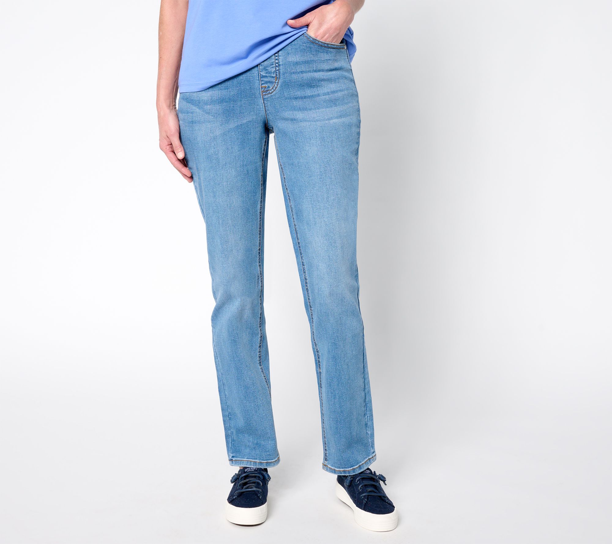 Isaac Mizrahi Live! Regular Indigo True Denim Straight Leg Ankle Jeans