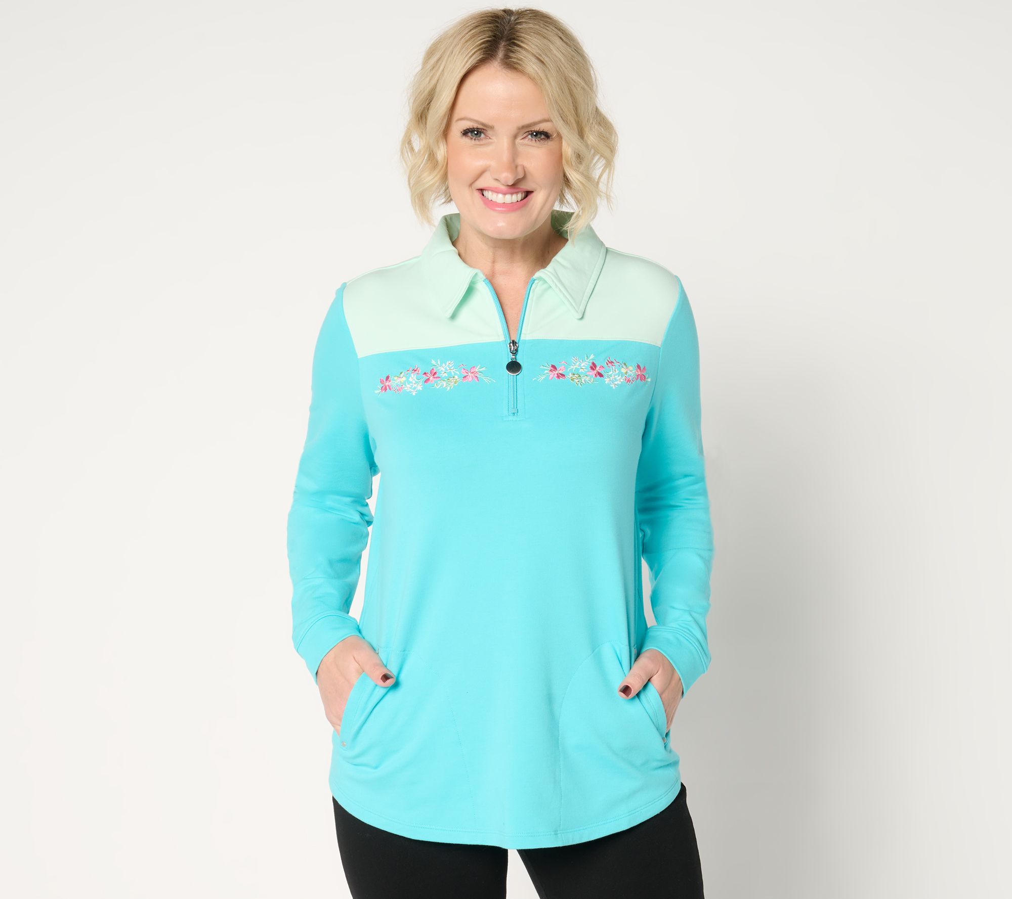 Sport Savvy Printed Patchwork French Terry Jacket - QVC.com