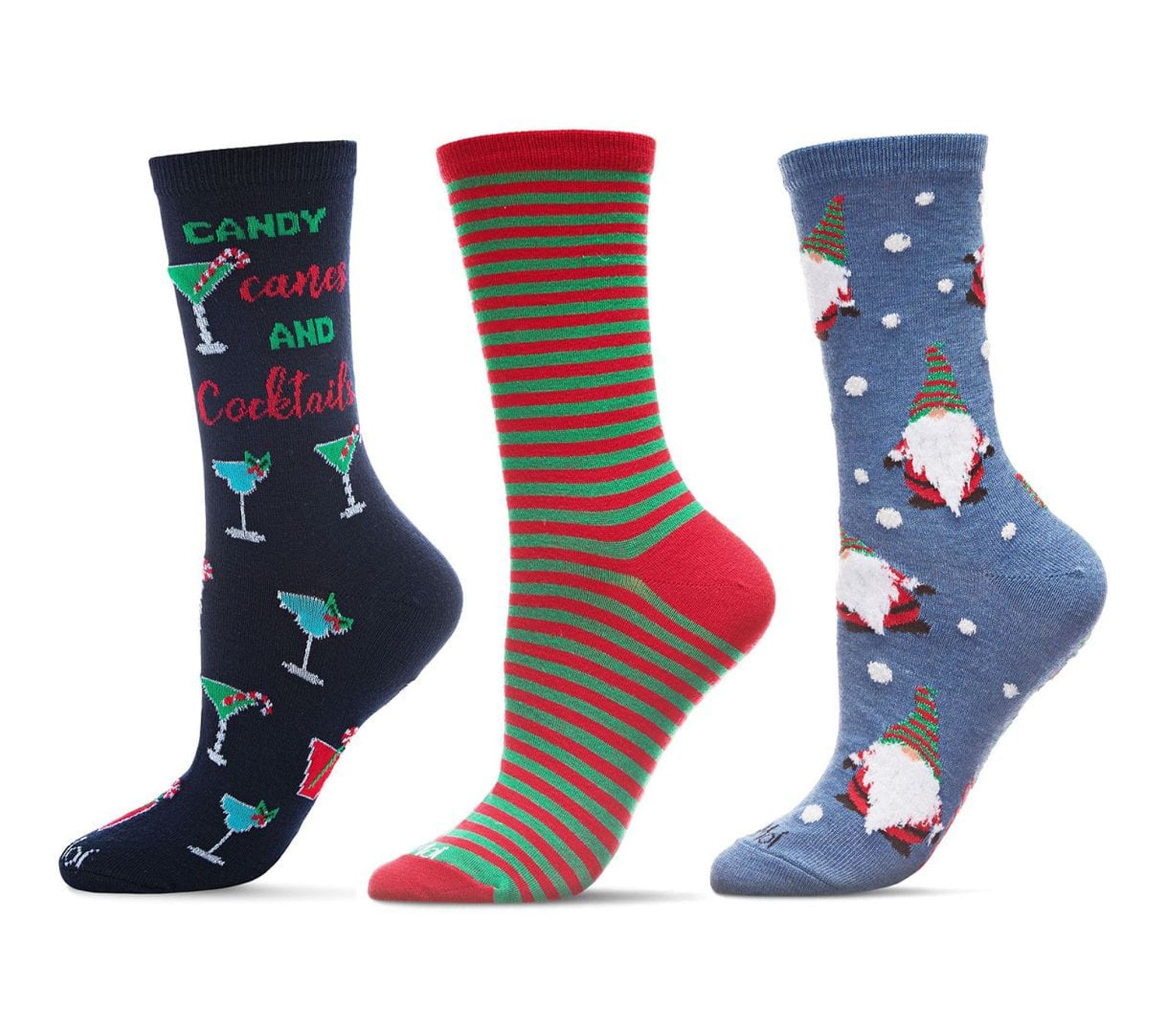 Memoi Women's Set of 3 Christmas Holiday Crew Socks