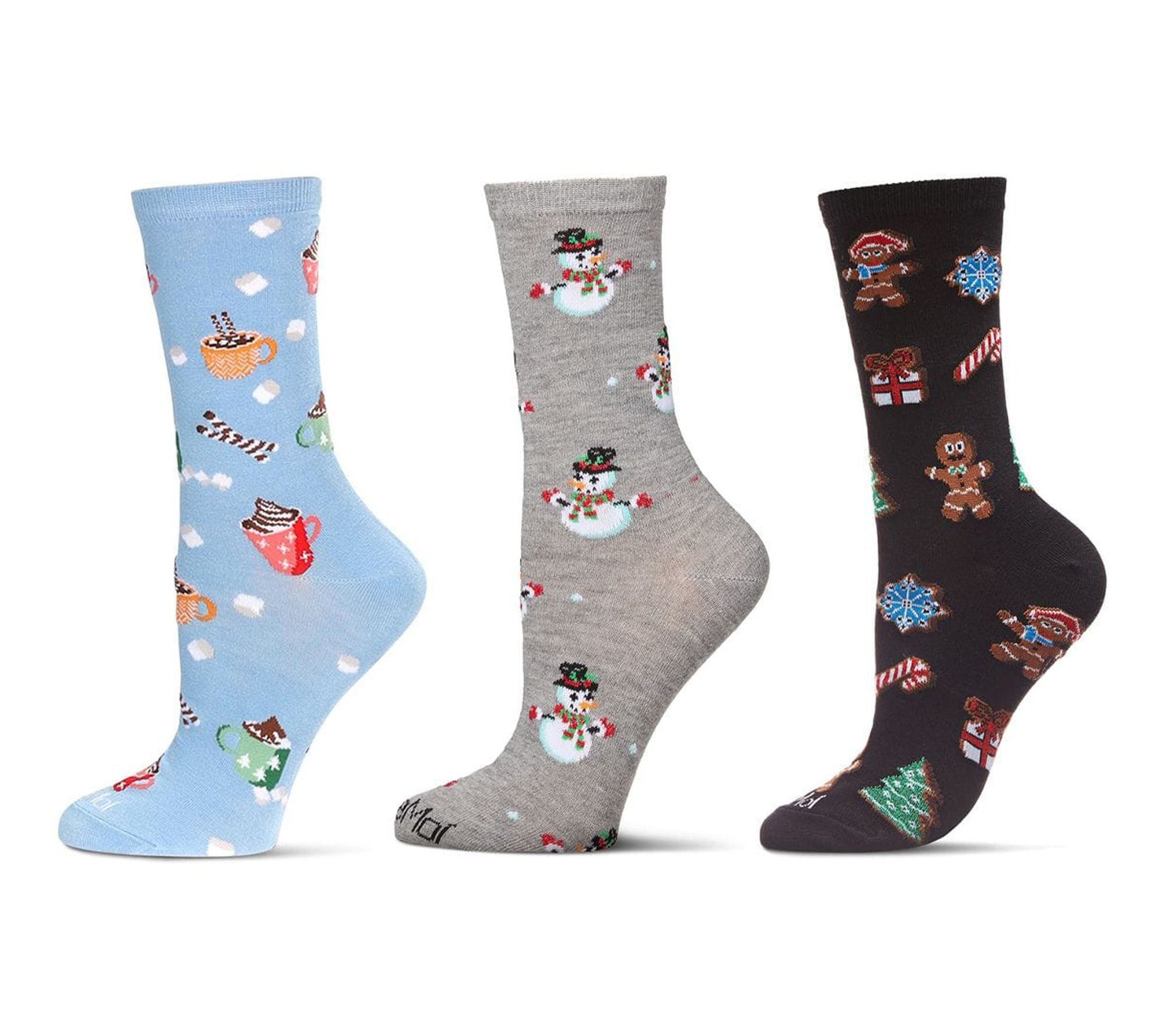 Memoi Women's Set of 3 Christmas Holiday Crew Socks