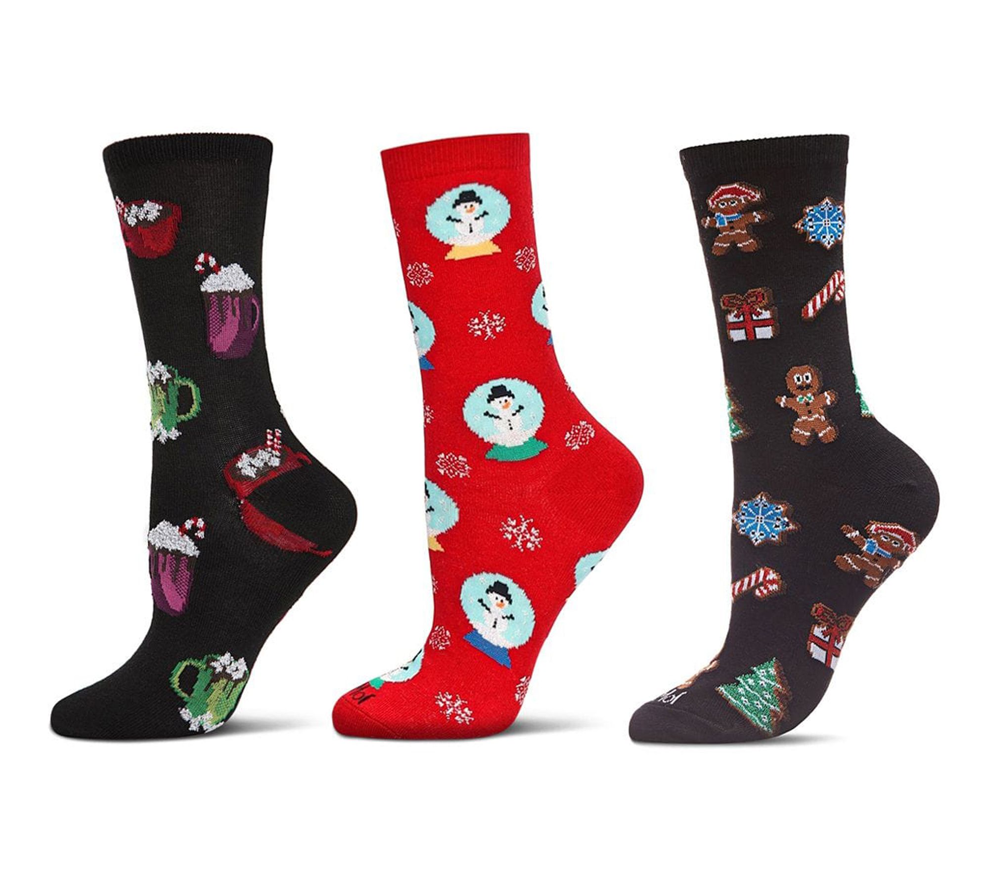 Memoi Women's Set of 3 Christmas Holiday Crew Socks