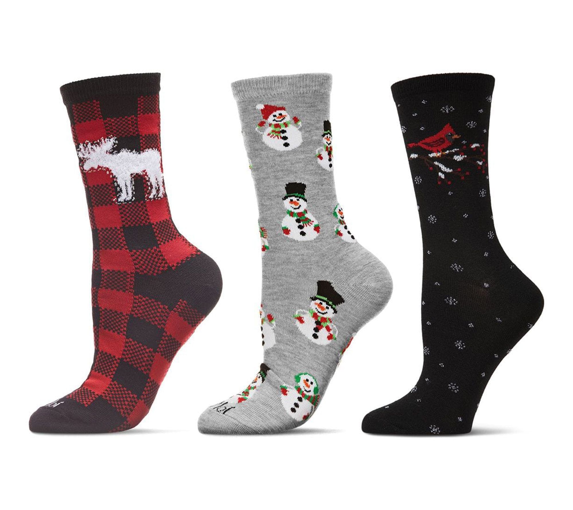 Memoi Women's Set of 3 Christmas Holiday Crew Socks