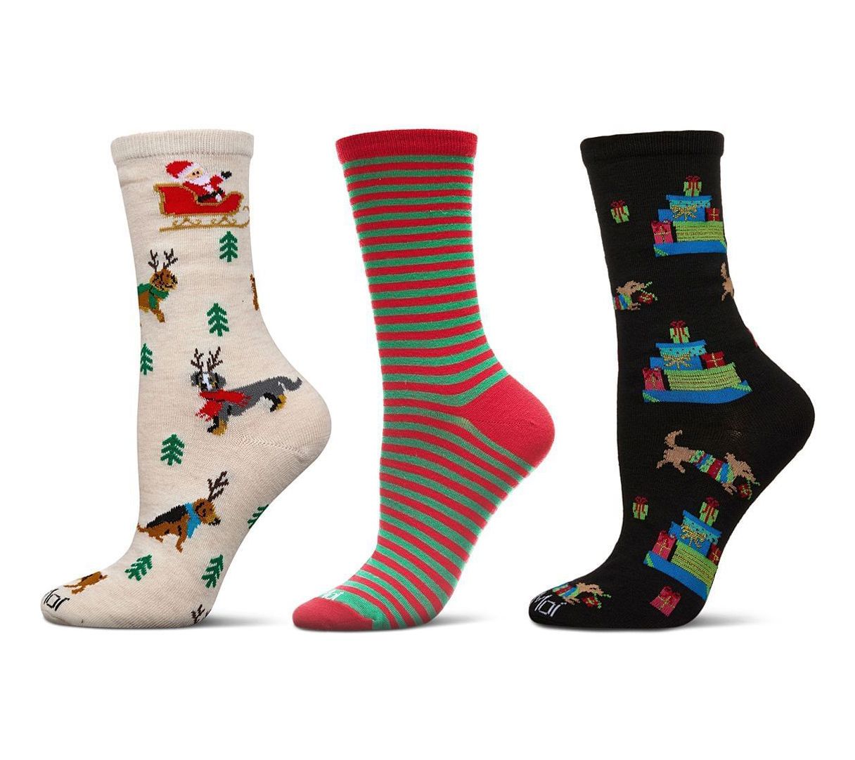 Memoi Women's Set of 3 Christmas Holiday Crew Socks