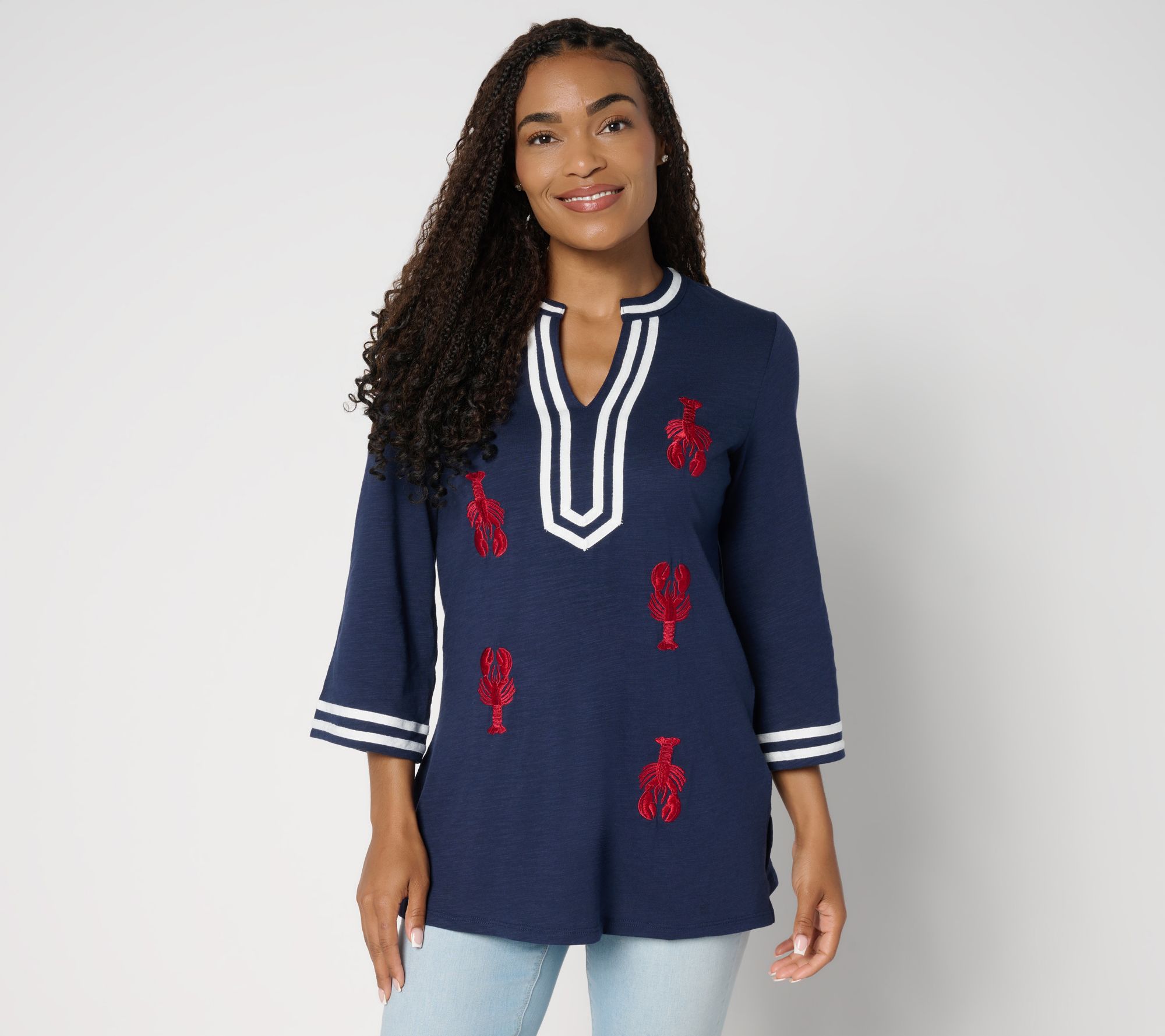 Bellisima by Kim Gravel Regular Slub Knit Rock Lobster Top