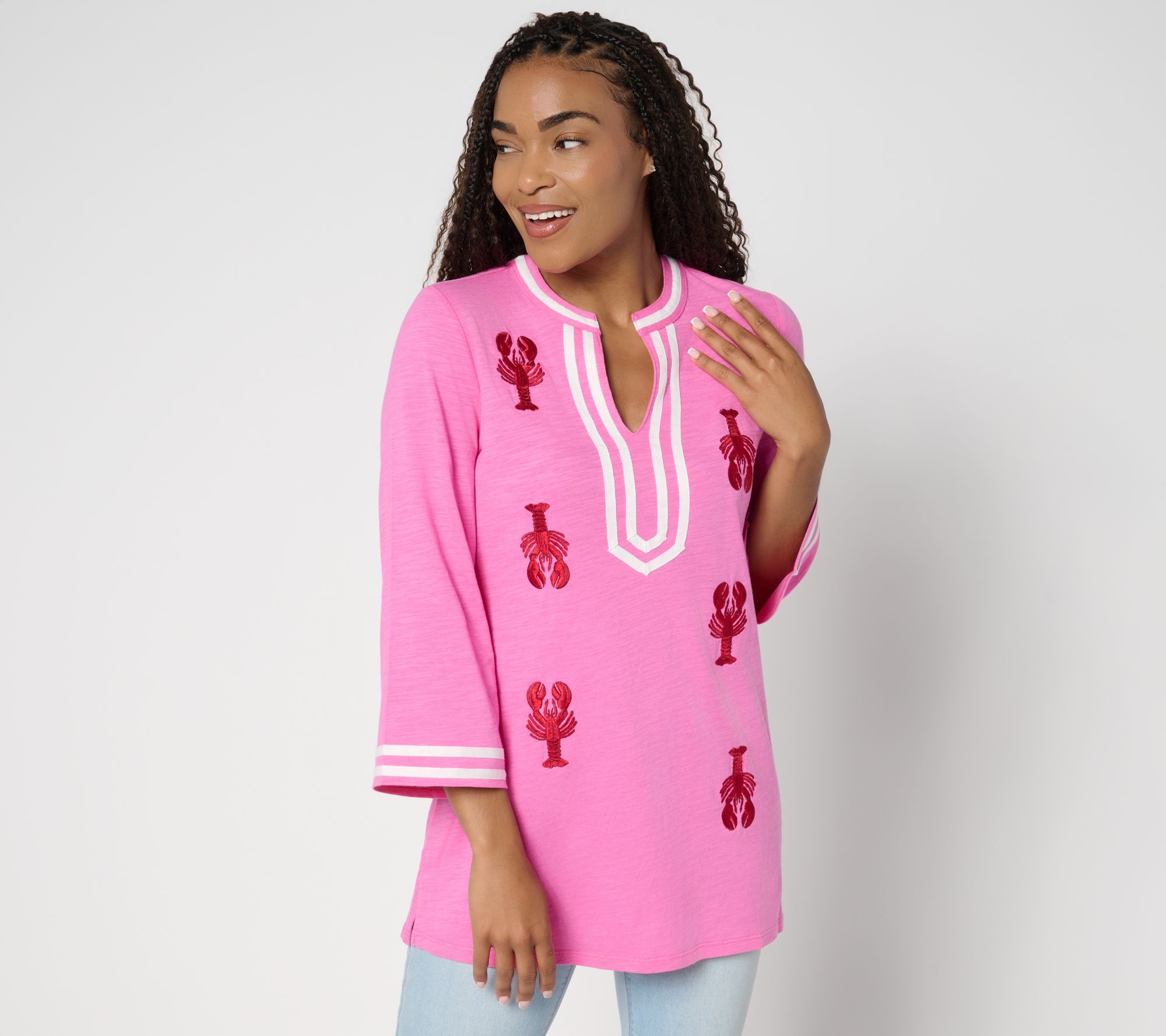 Bellisima by Kim Gravel Regular Slub Knit Rock Lobster Top