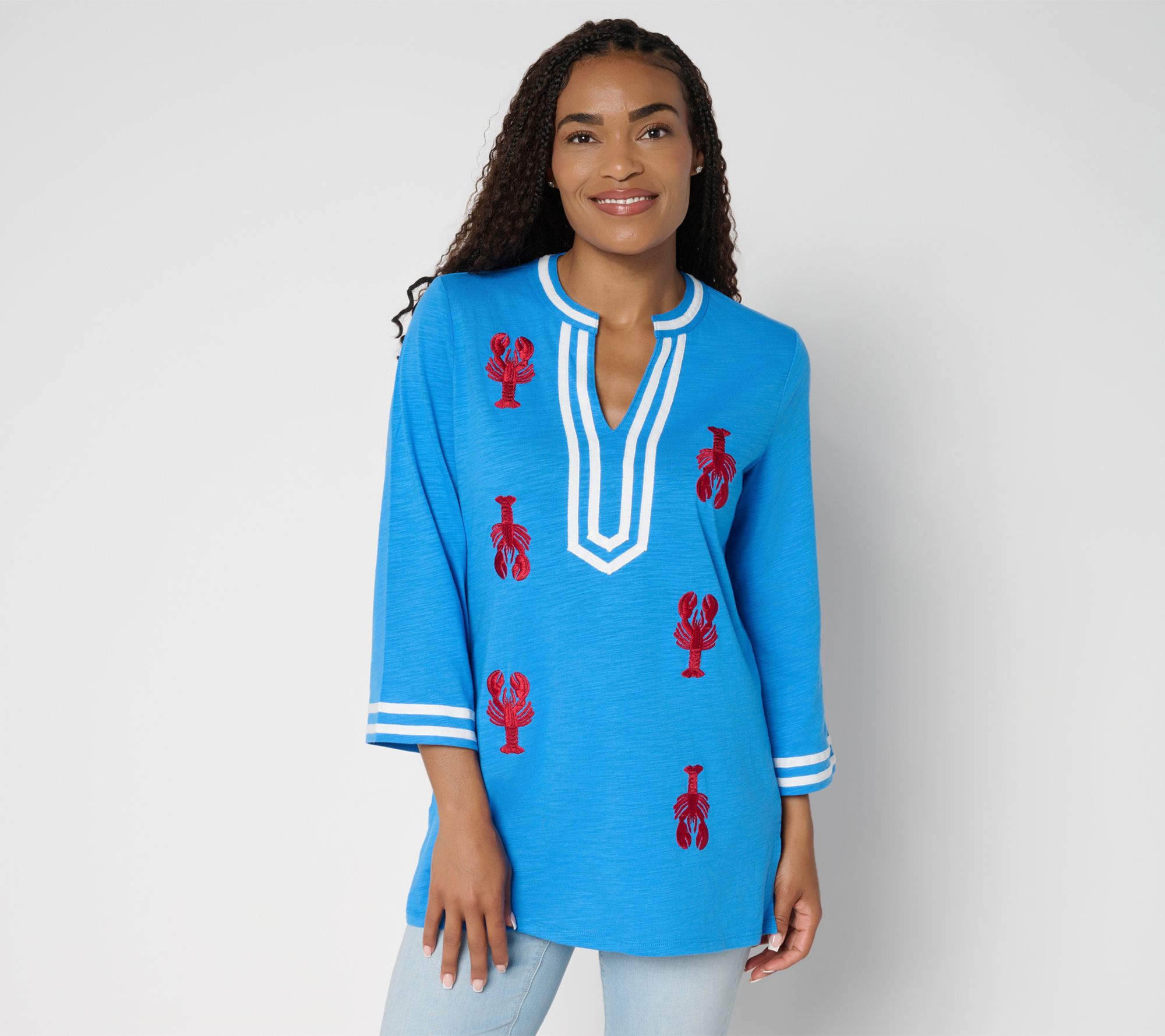 Bellisima by Kim Gravel Regular Slub Knit Rock Lobster Top