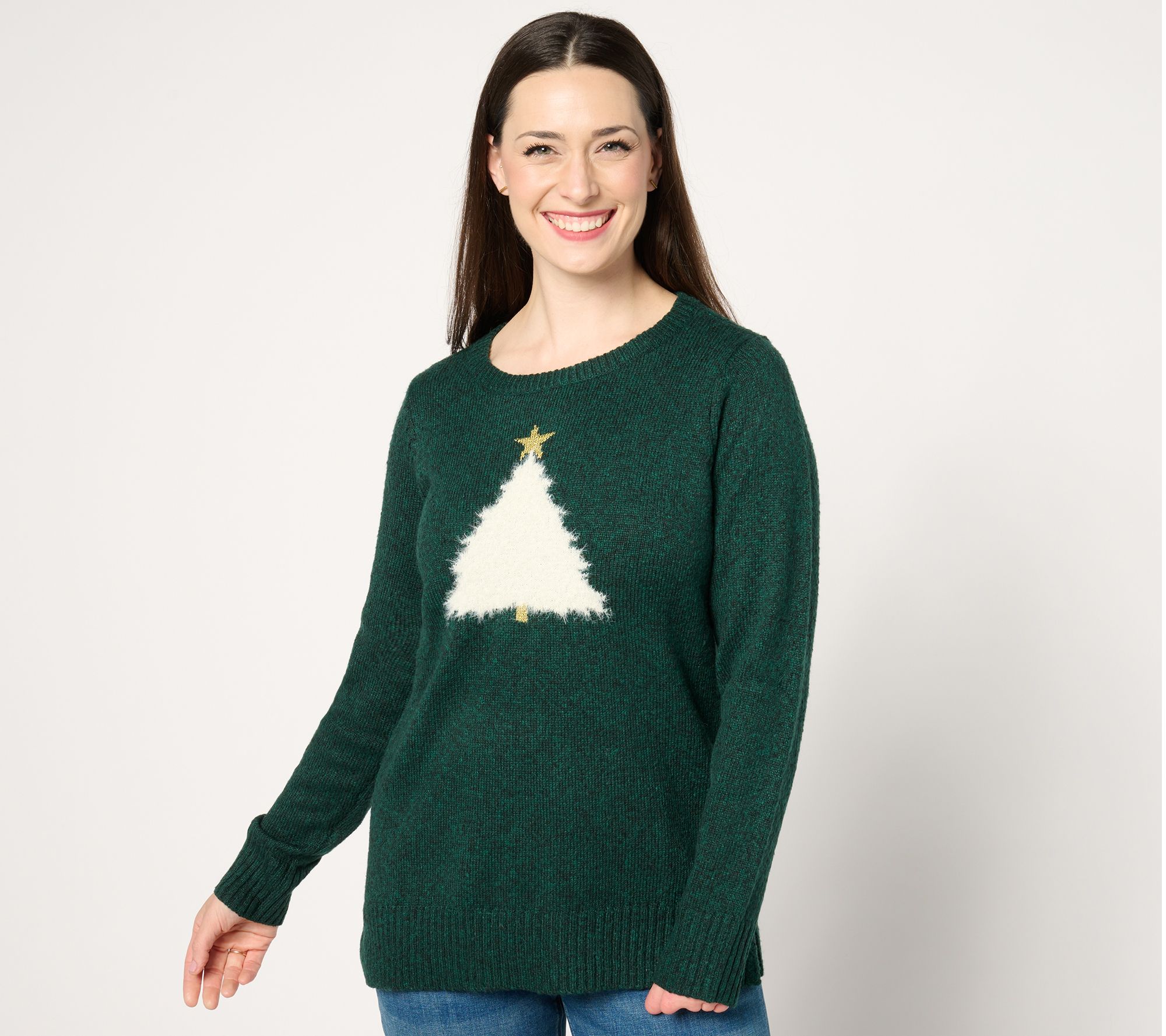 "As Is" Jingle Belles by Kim Gravel Let's Get Cozy Lurex Holiday Sweater