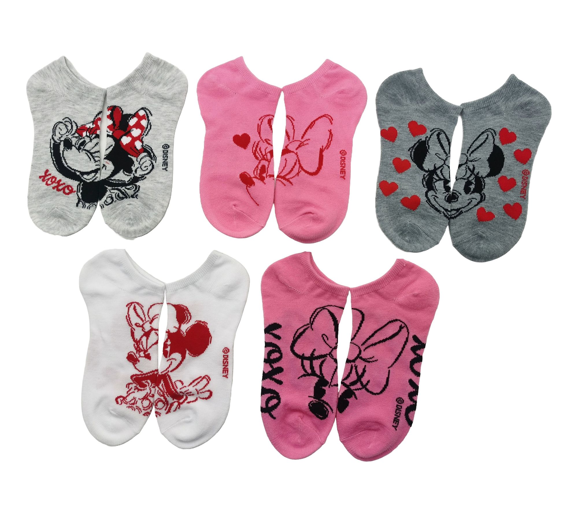 Ladies' Character Set of 5 Be My Valentine No-Show Socks