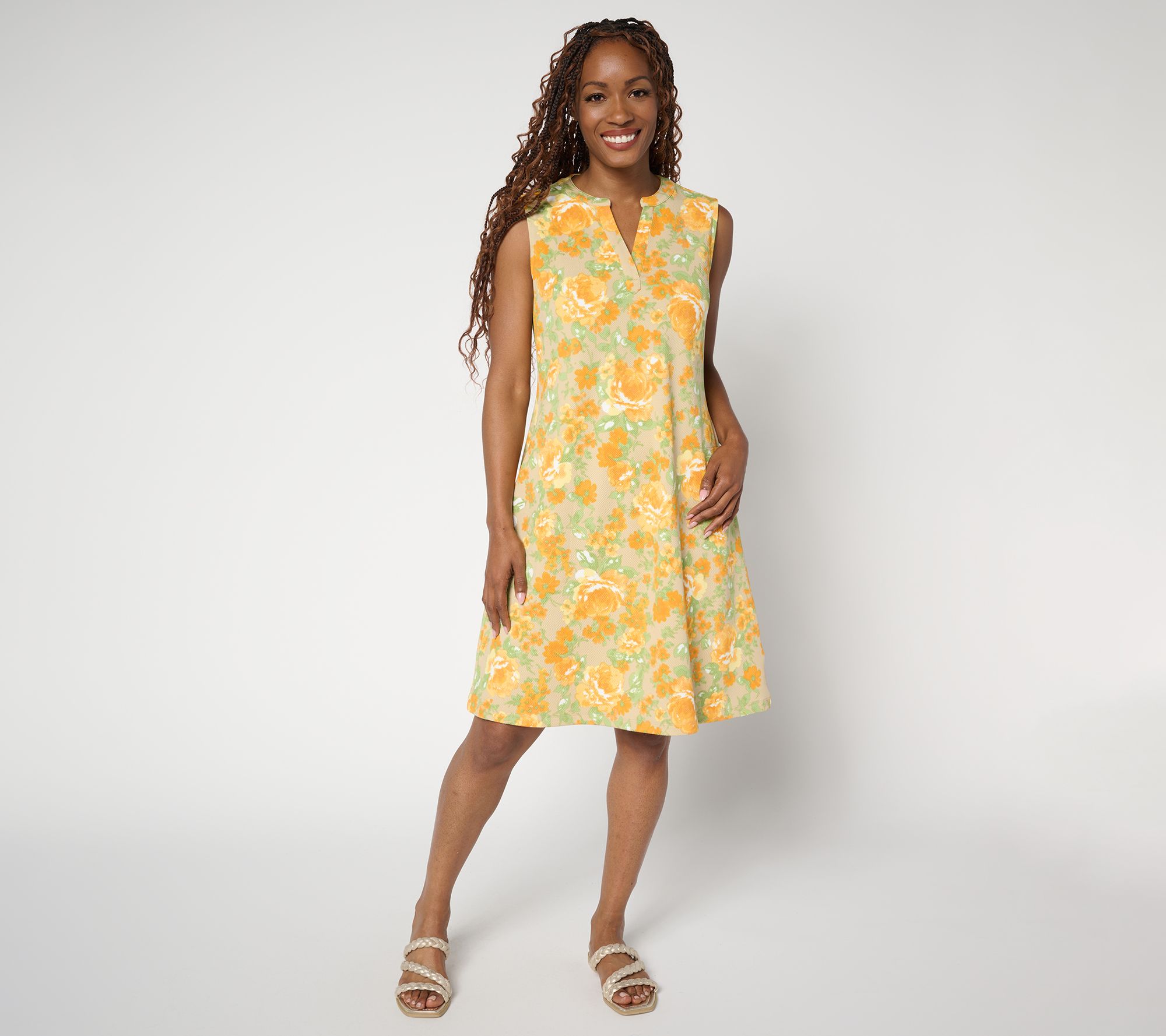 Isaac Mizrahi Live! Petite Printed Texture Knit Shift Dress