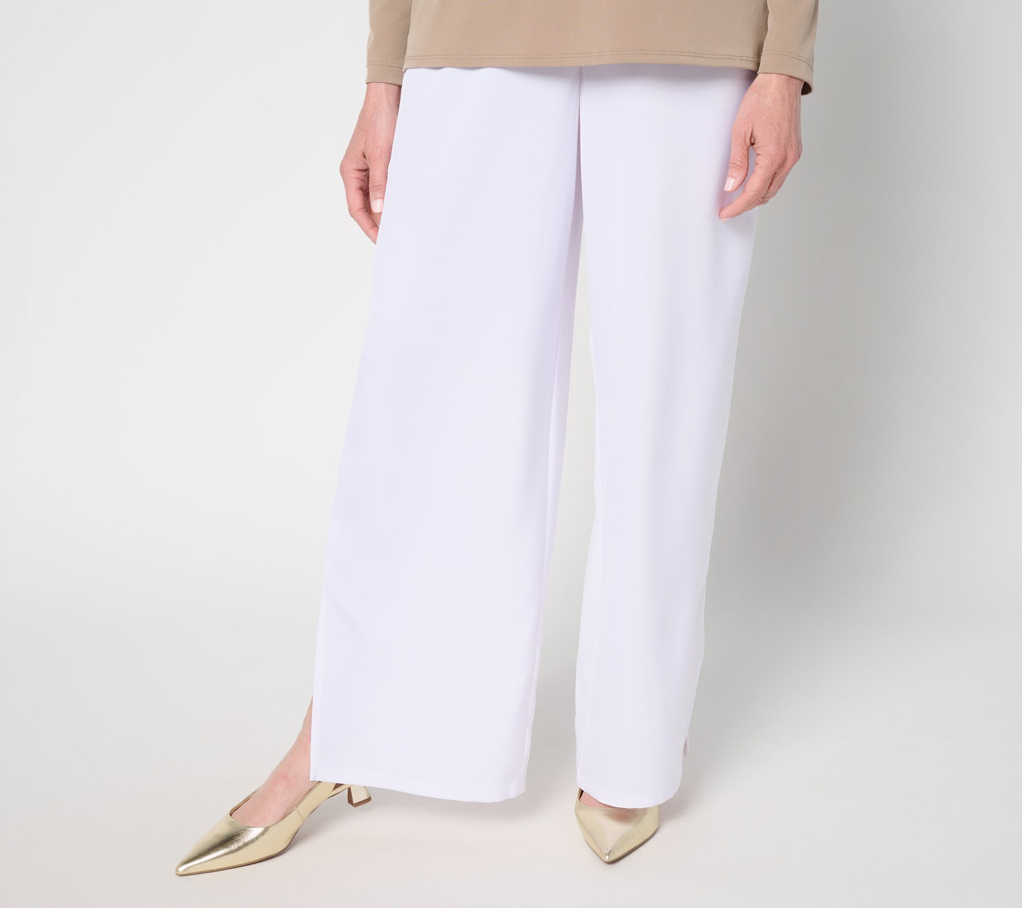 Dennis Basso Petite Stretch Woven Wide Leg Pull-On Pant