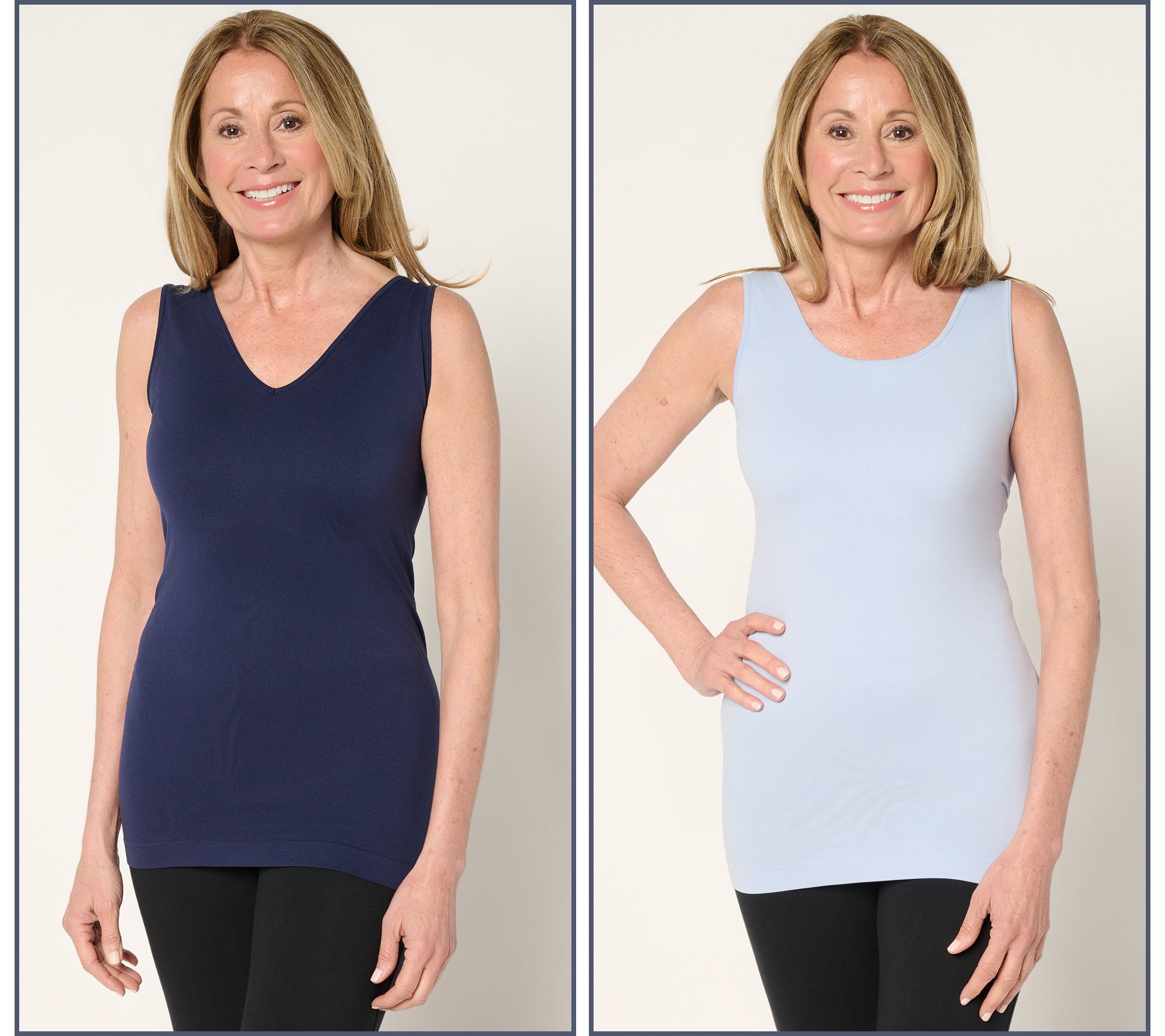  skinnytees Seamless Reversible Scoop to V-Neck Tank Set of 2