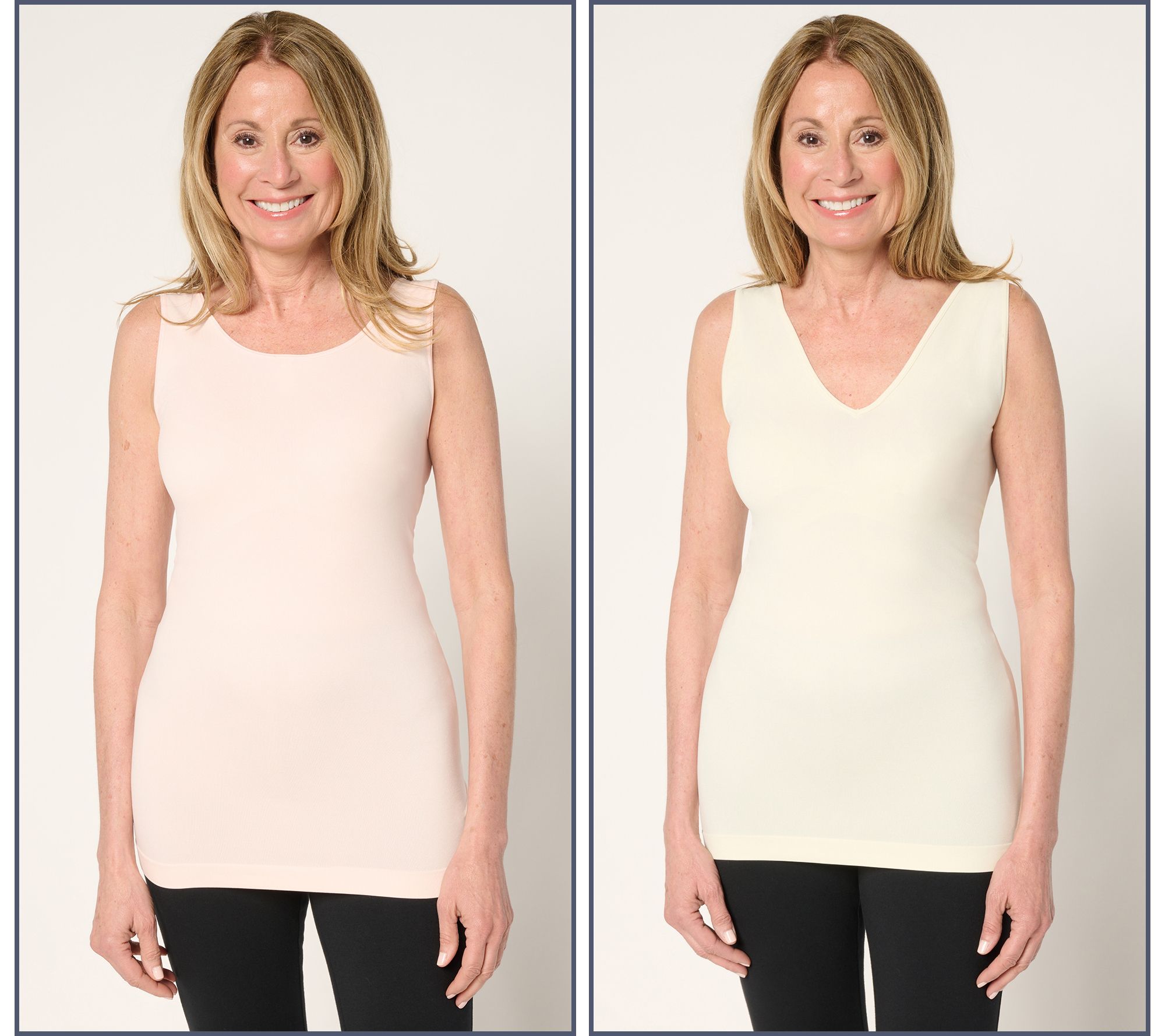 skinnytees Seamless Reversible Scoop to V-Neck Tank Set of 2