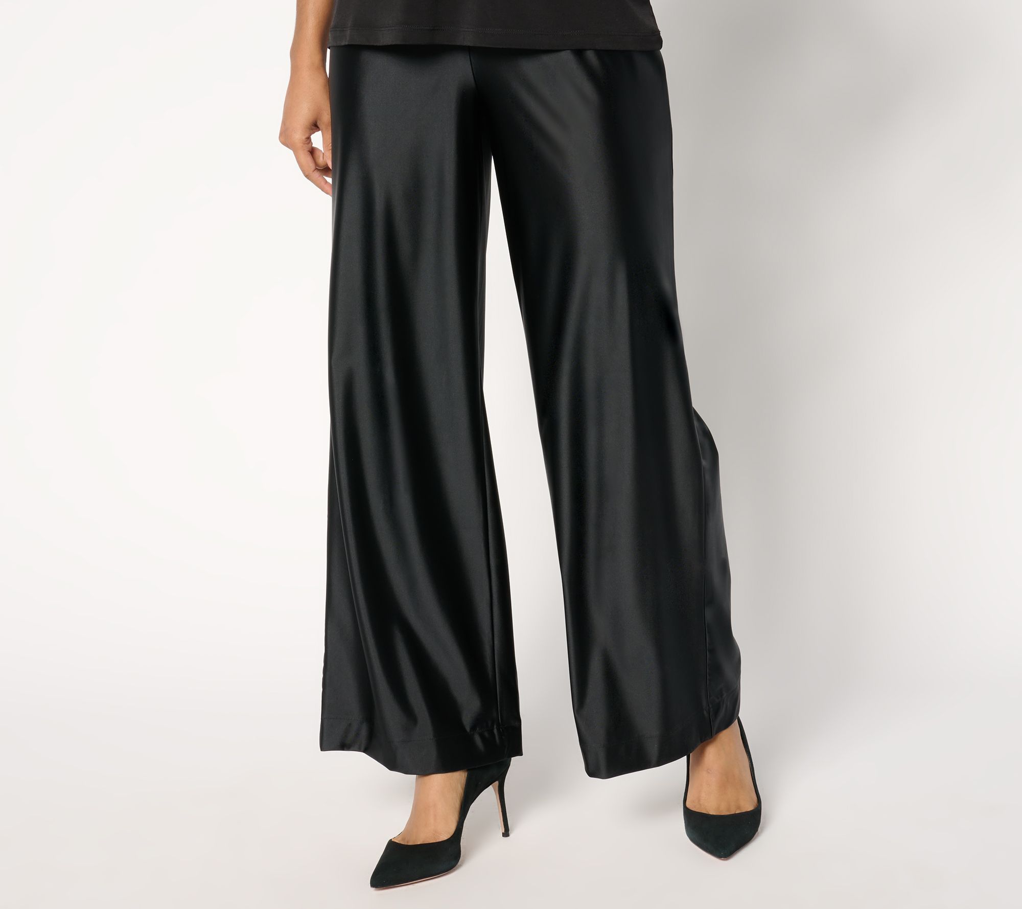 "As Is" Attitudes by Renee Petite Fluid Satin Pull On Pants