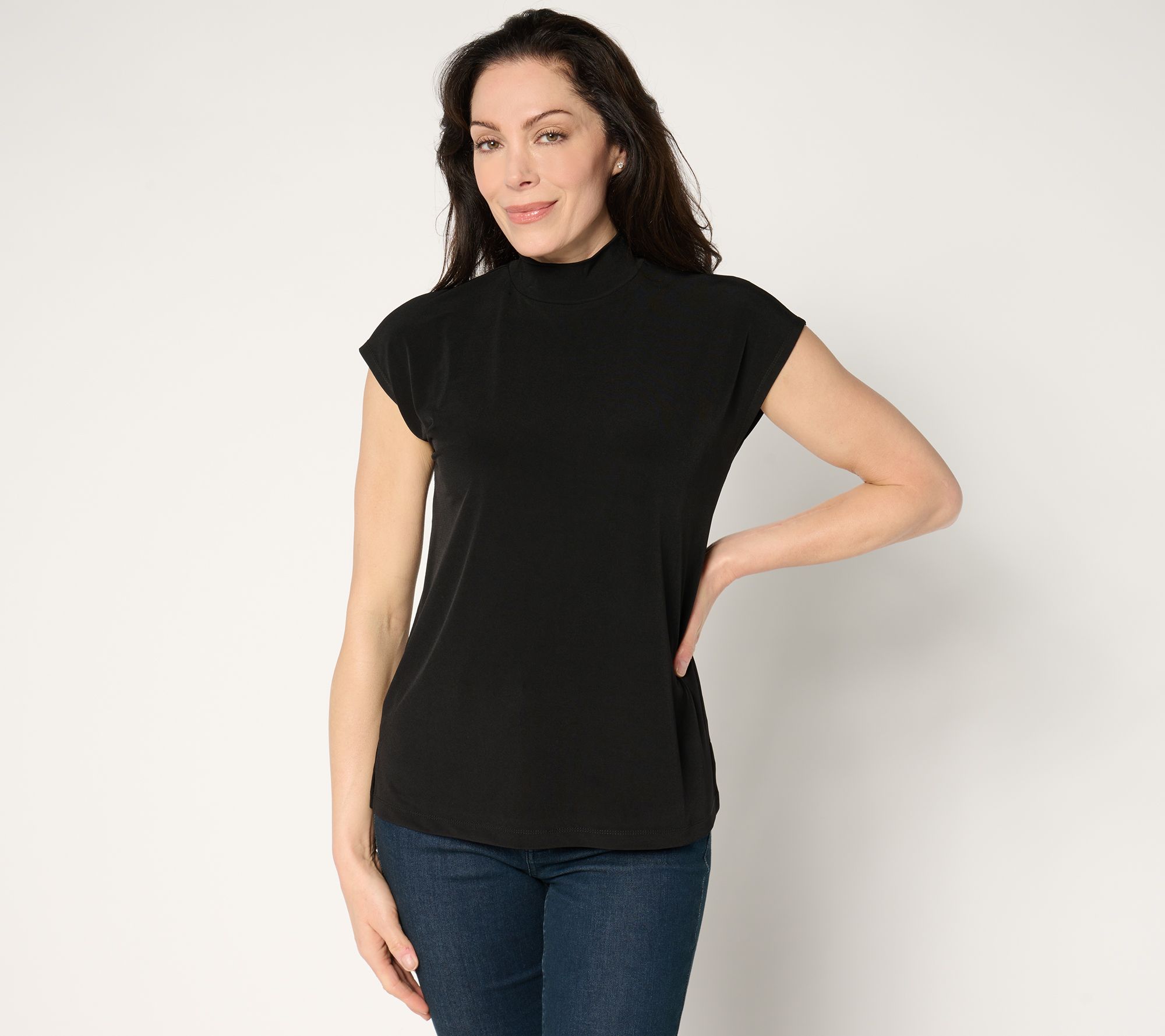 "As Is" Susan Graver Modern Essentials Petite Mock Neck Top