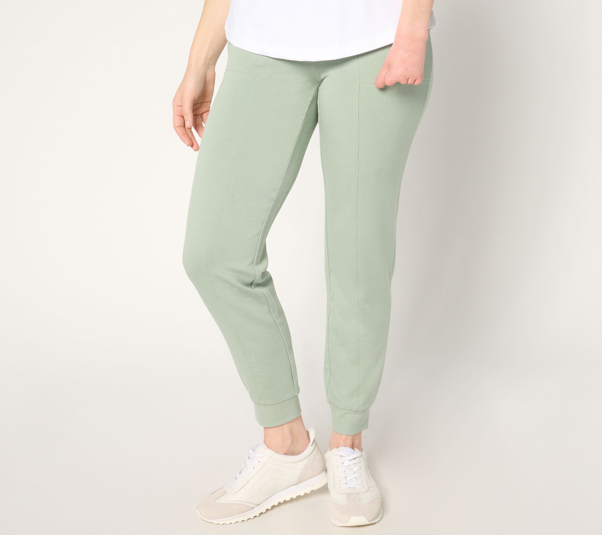 "As Is" Denim & Co. Active Reg Fleece Back Knit Ankle Jogger