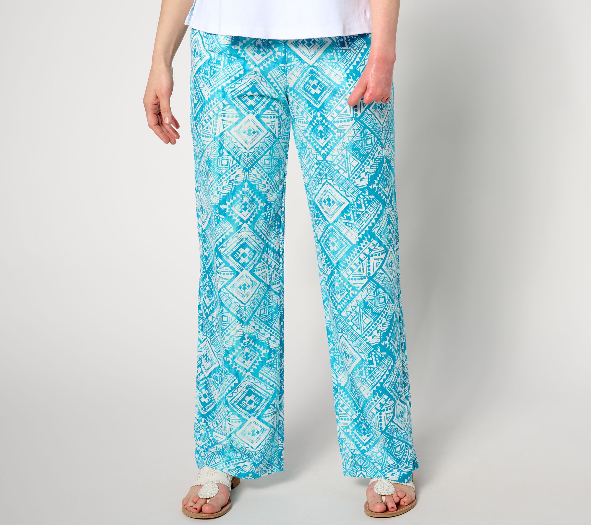 "As Is" Belle Beach by Kim Gravel Petite Cabana Knit Tile Beach Pant
