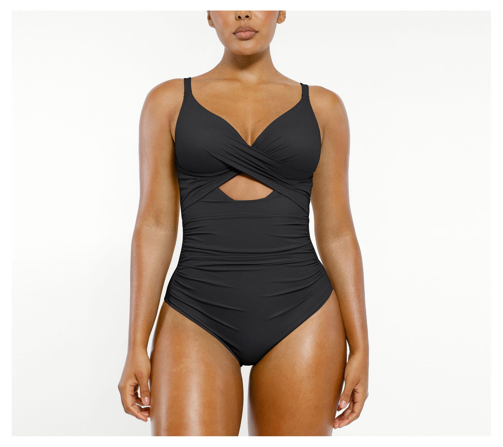  Shapellx Smart Sculpt Ribbed Cutout-Front Shaping Swimsuit