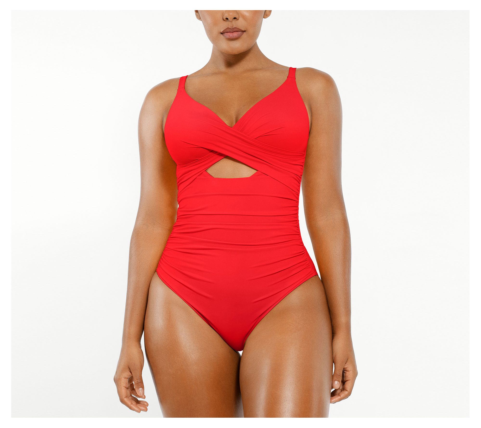 Shapellx Smart Sculpt Ribbed Cutout-Front Shaping Swimsuit