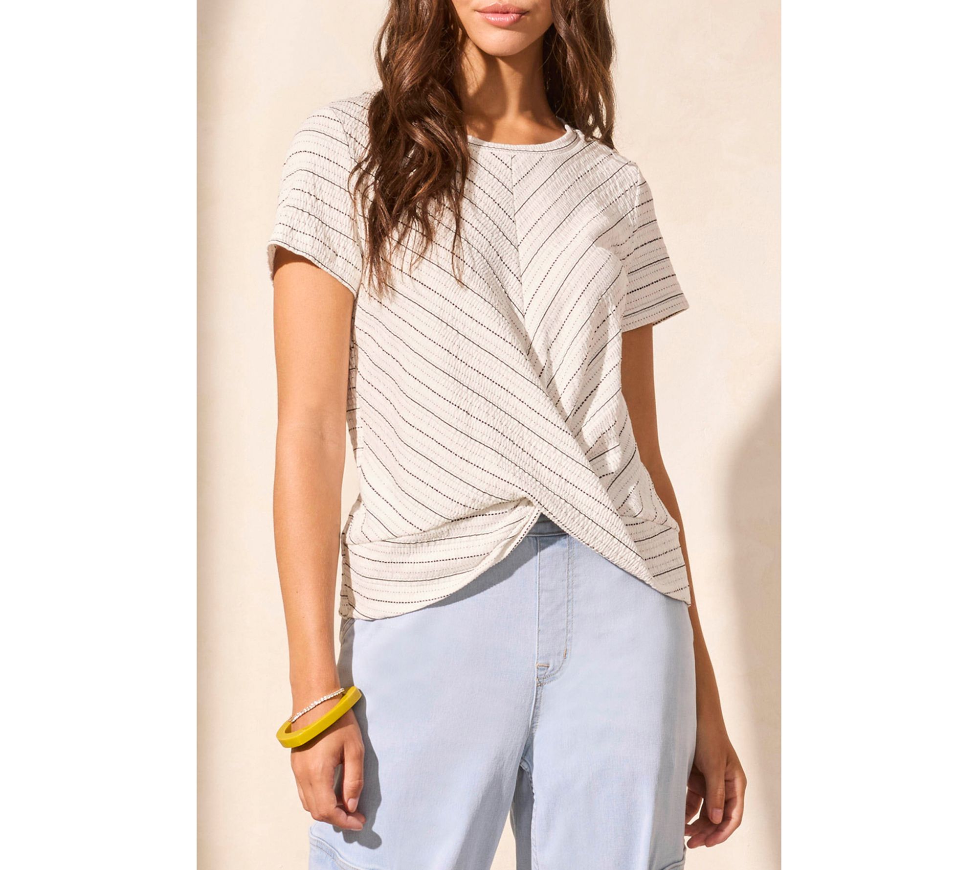 Tribal Textured Knotted Crew Neck Shirt