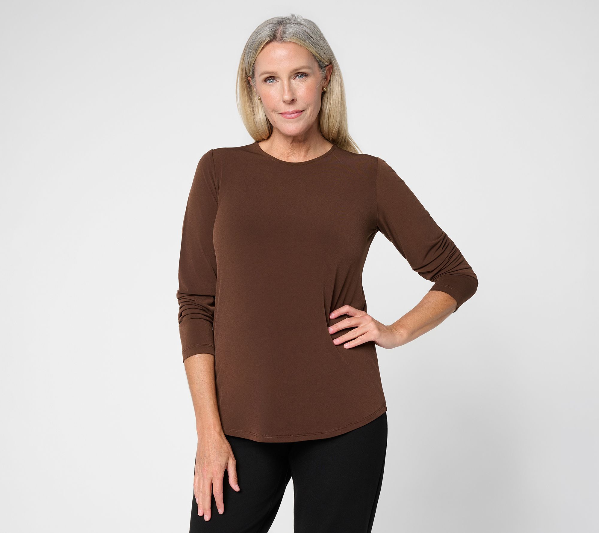 Susan Graver Essentials Liquid Knit Crew Neck Top