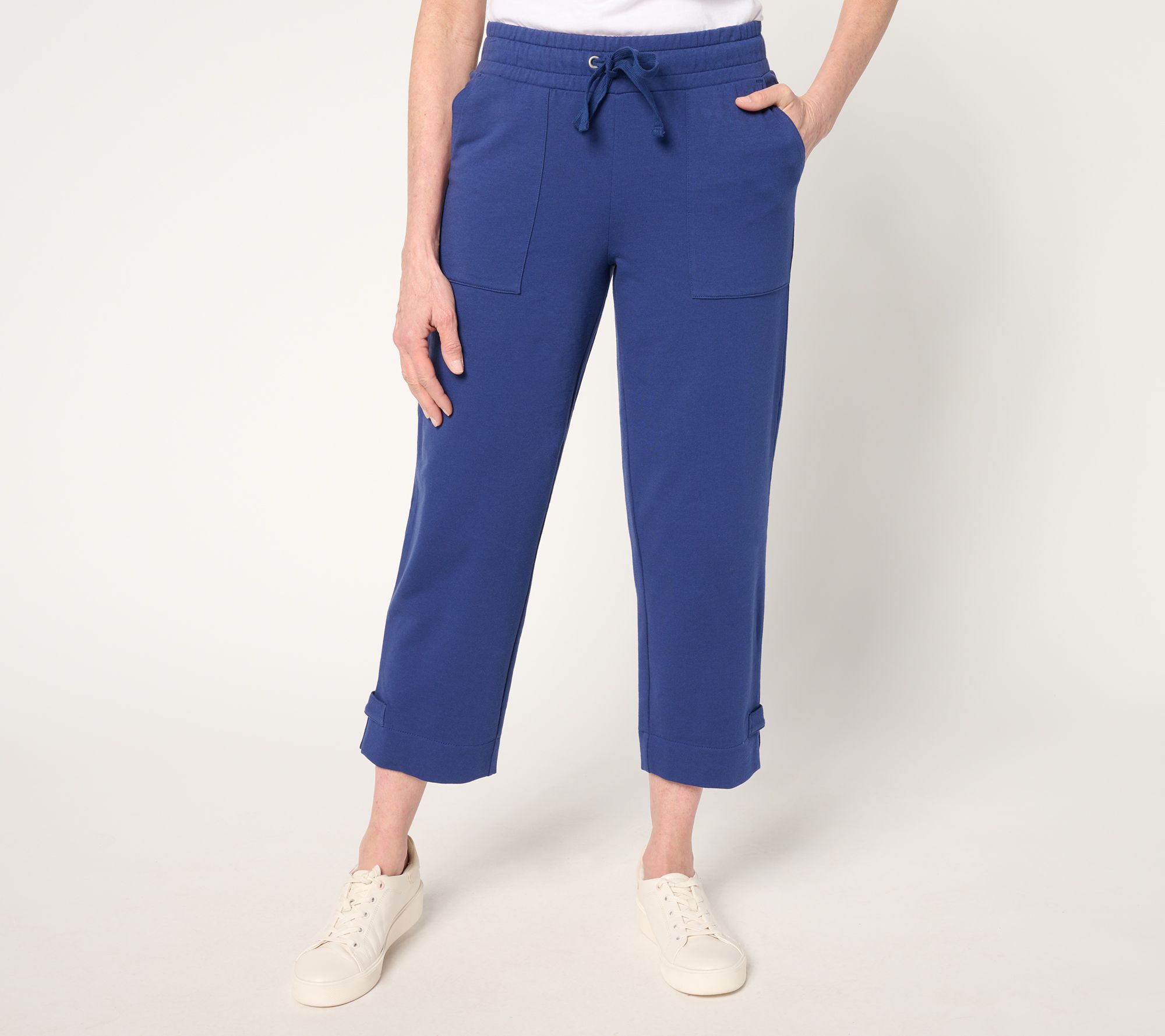 "As Is" Sport Savvy Regular French Terry Capri Pant with Button Tab Hem