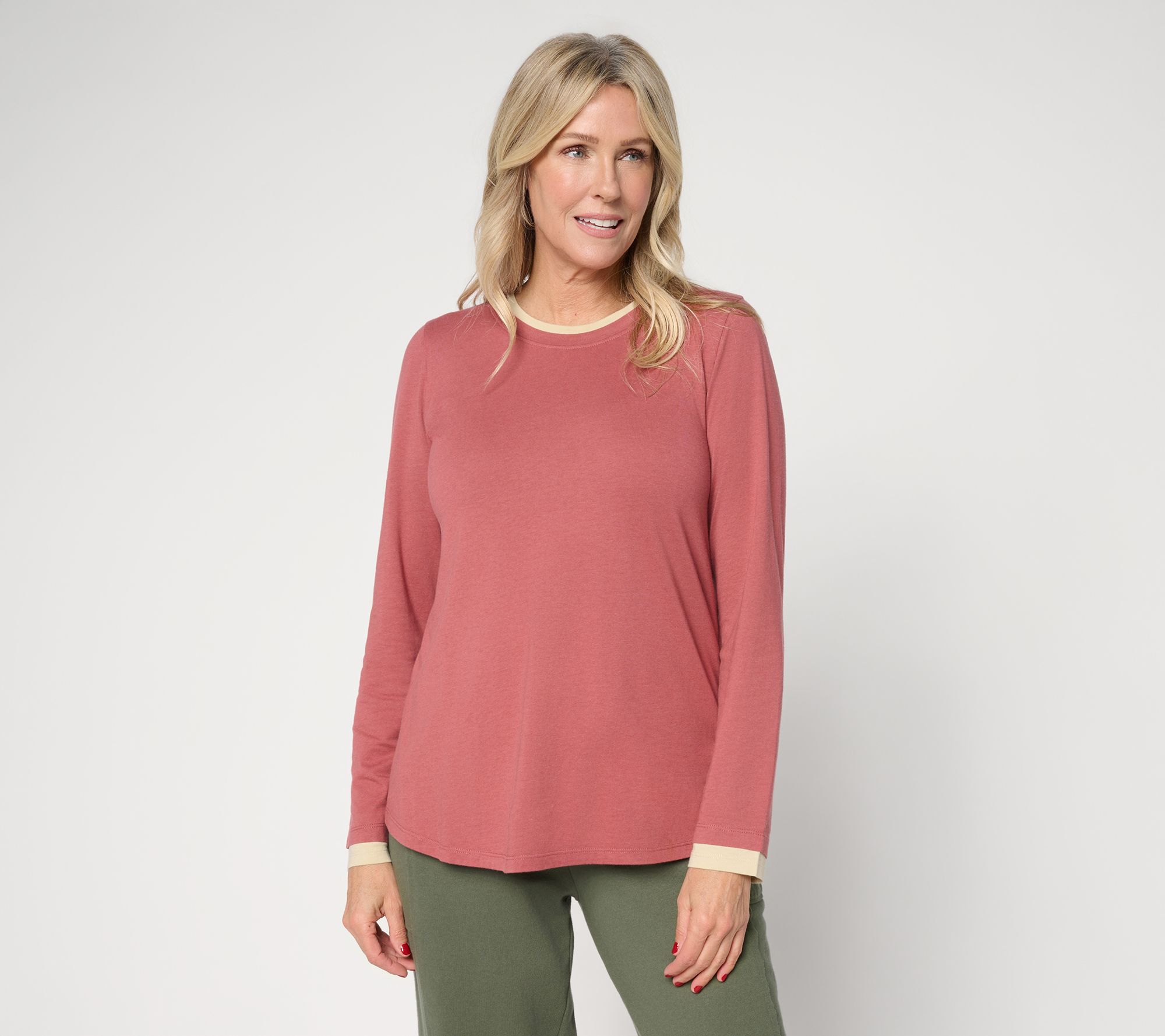 LOGO Principles by Lori Goldstein Double Layer Long Sleeve Top