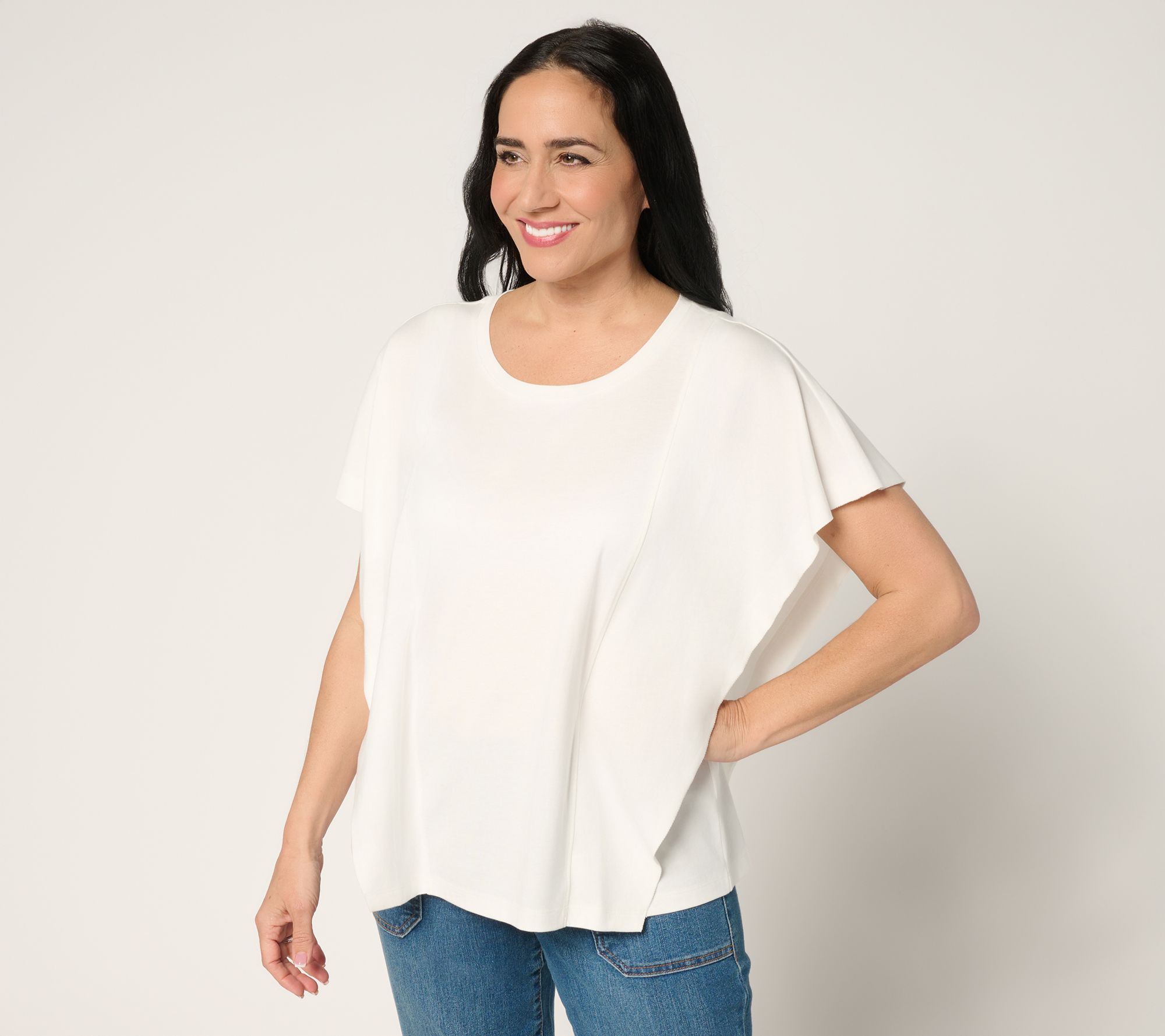 "As Is" LOGO by Lori Goldstein Knit Flutter Sleeve Tee