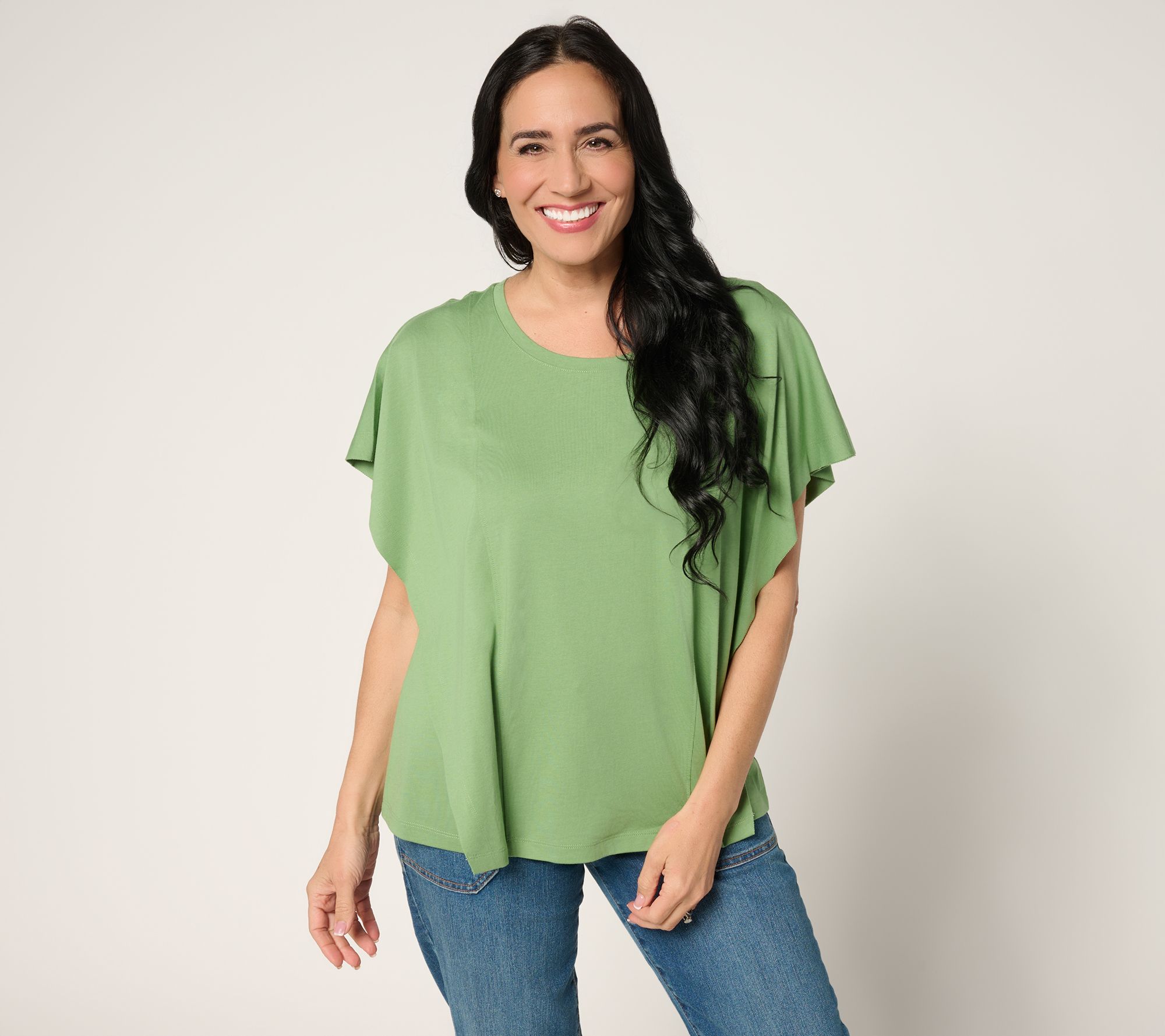 "As Is" LOGO by Lori Goldstein Knit Flutter Sleeve Tee