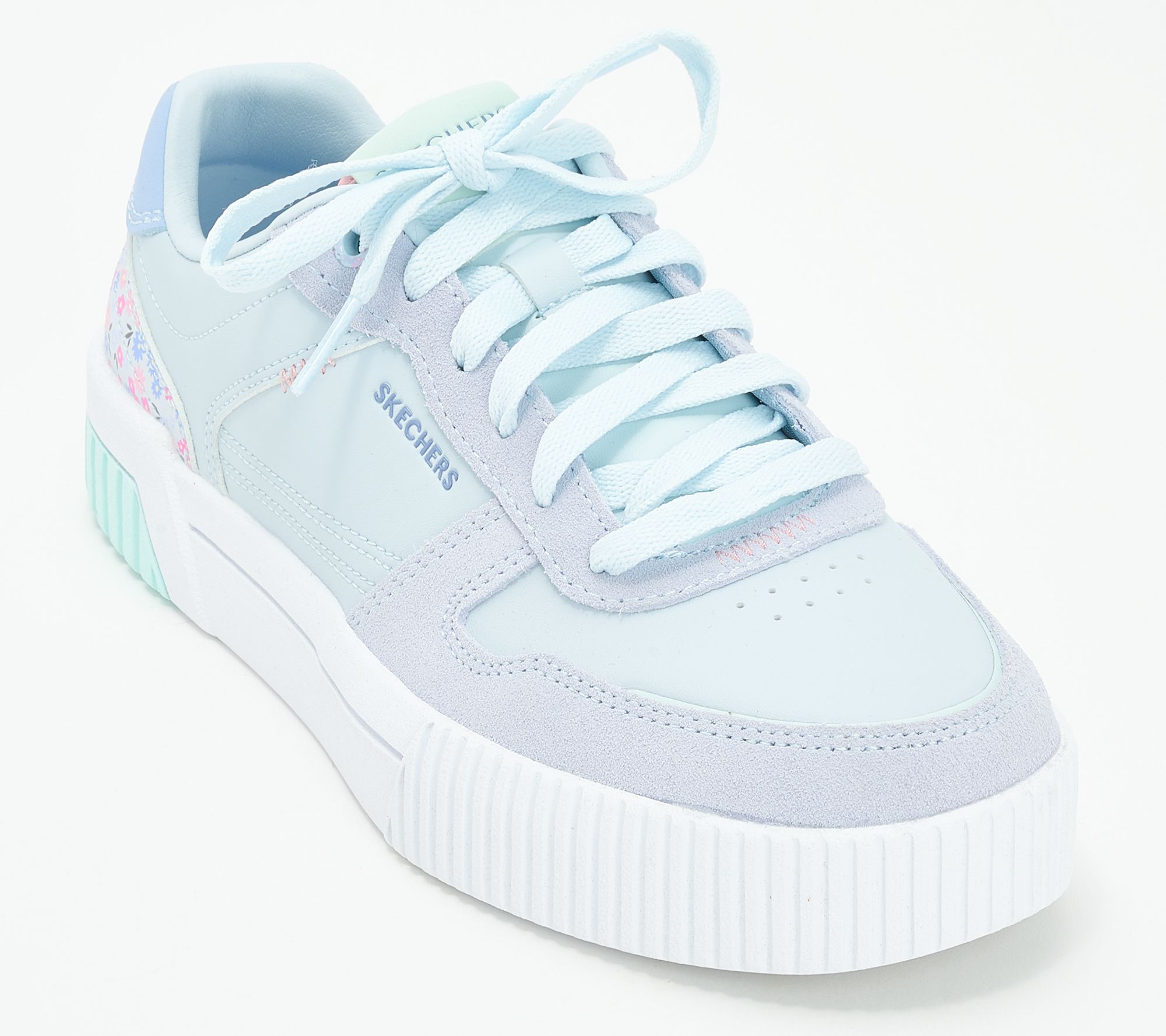 "As Is" Skechers Jade Floral Print Suede Court Sneakers