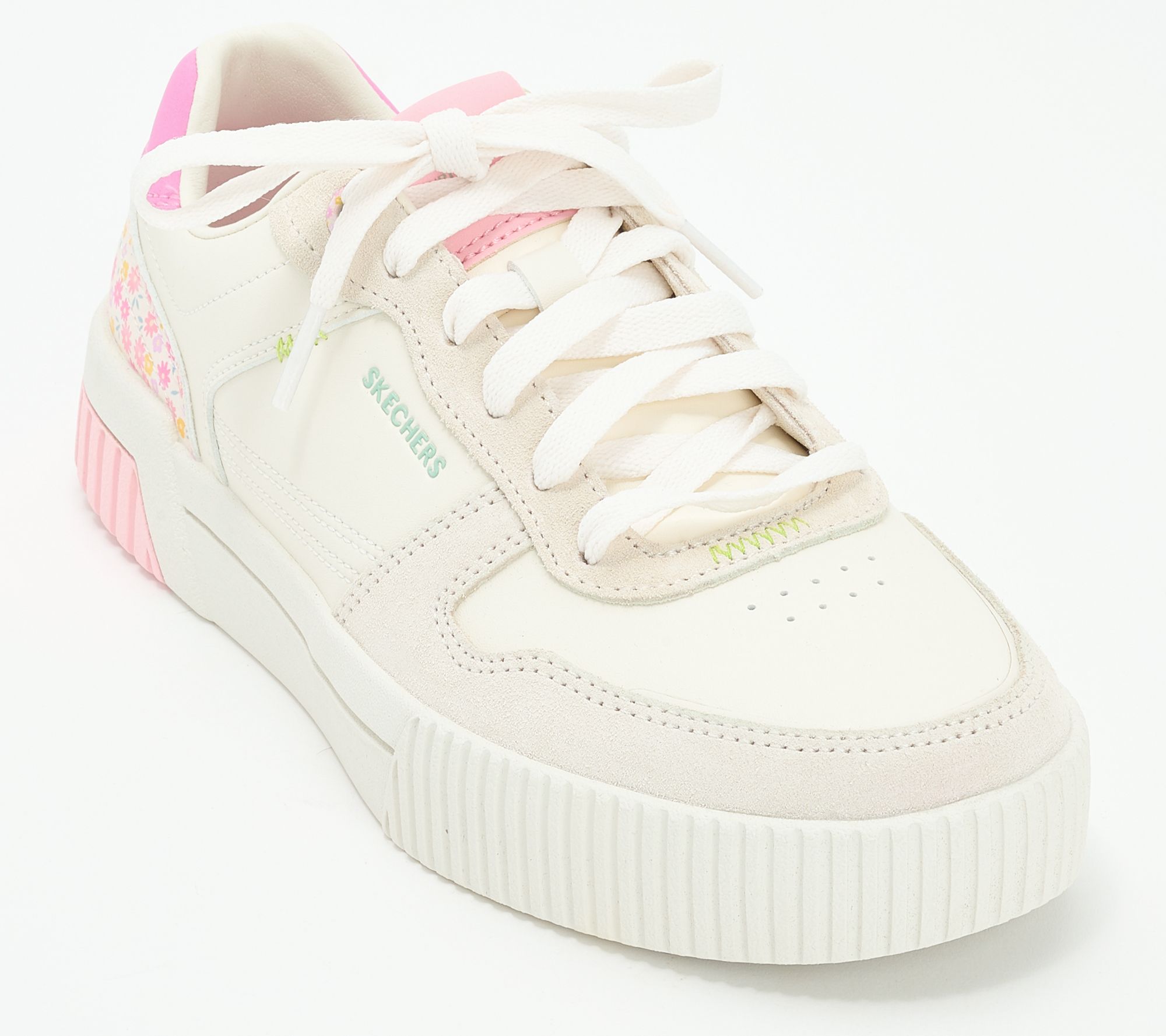 "As Is" Skechers Jade Floral Print Suede Court Sneakers