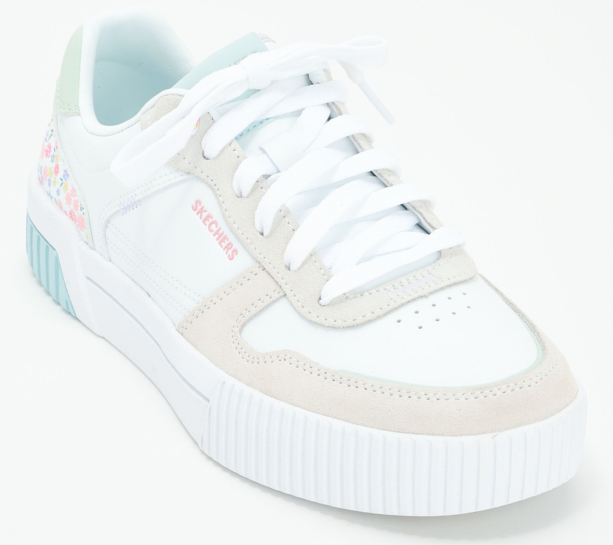 "As Is" Skechers Jade Floral Print Suede Court Sneakers