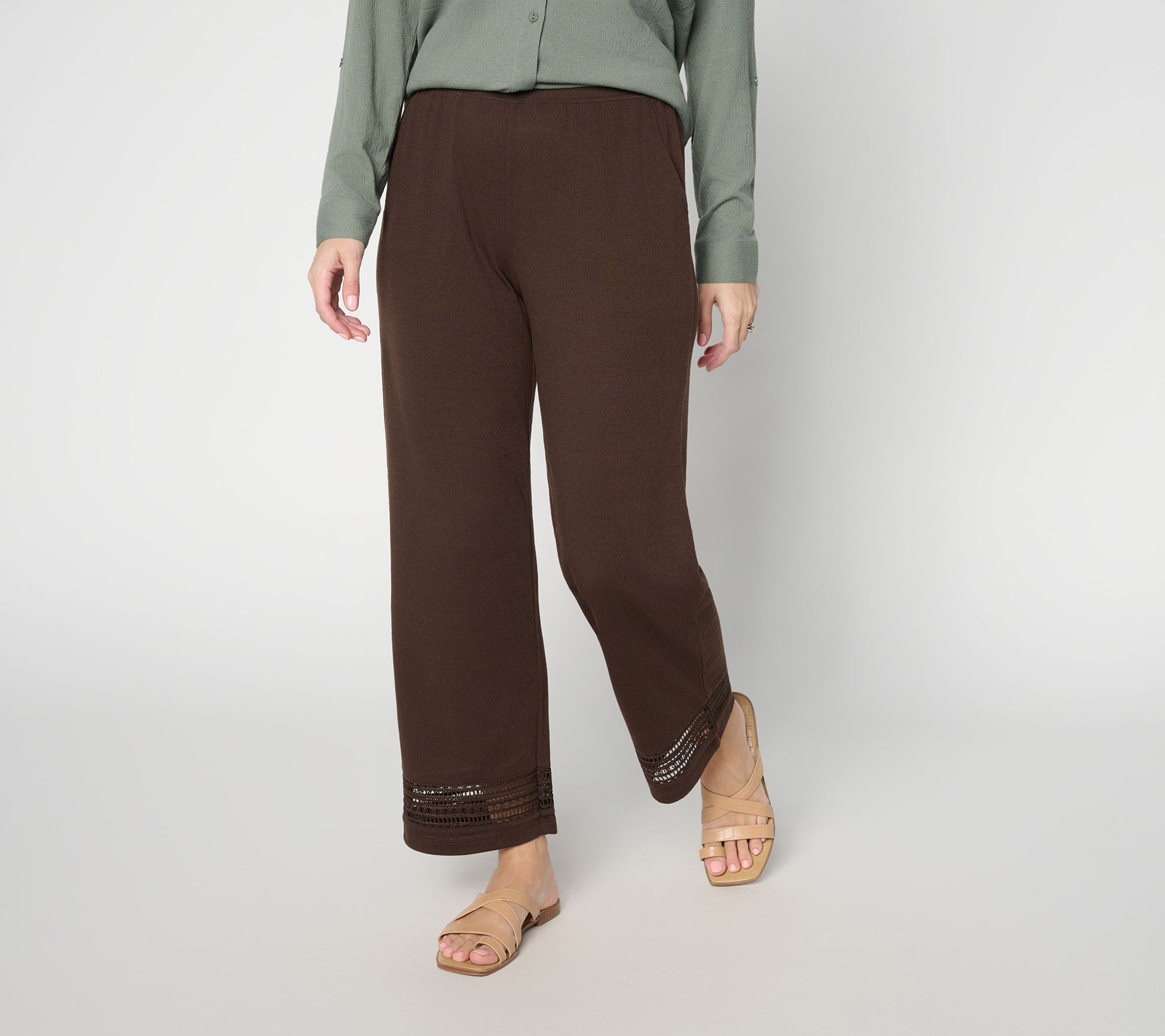 Denim & Co. Beach Petite Knit Gauze Ankle Pants