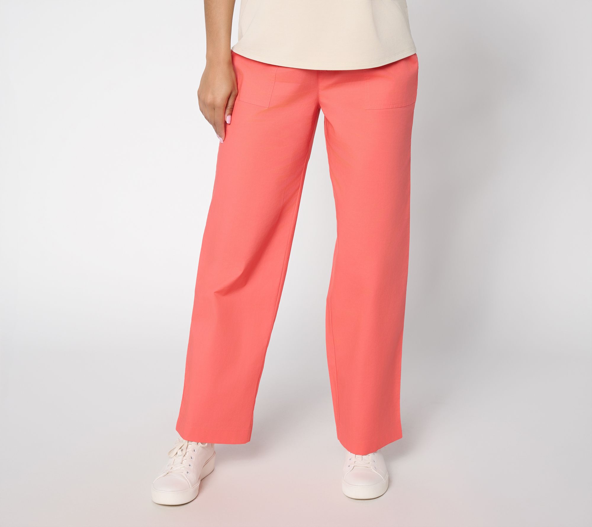 Denim & Co. Petite Stretch Poplin Straight-Leg Pants