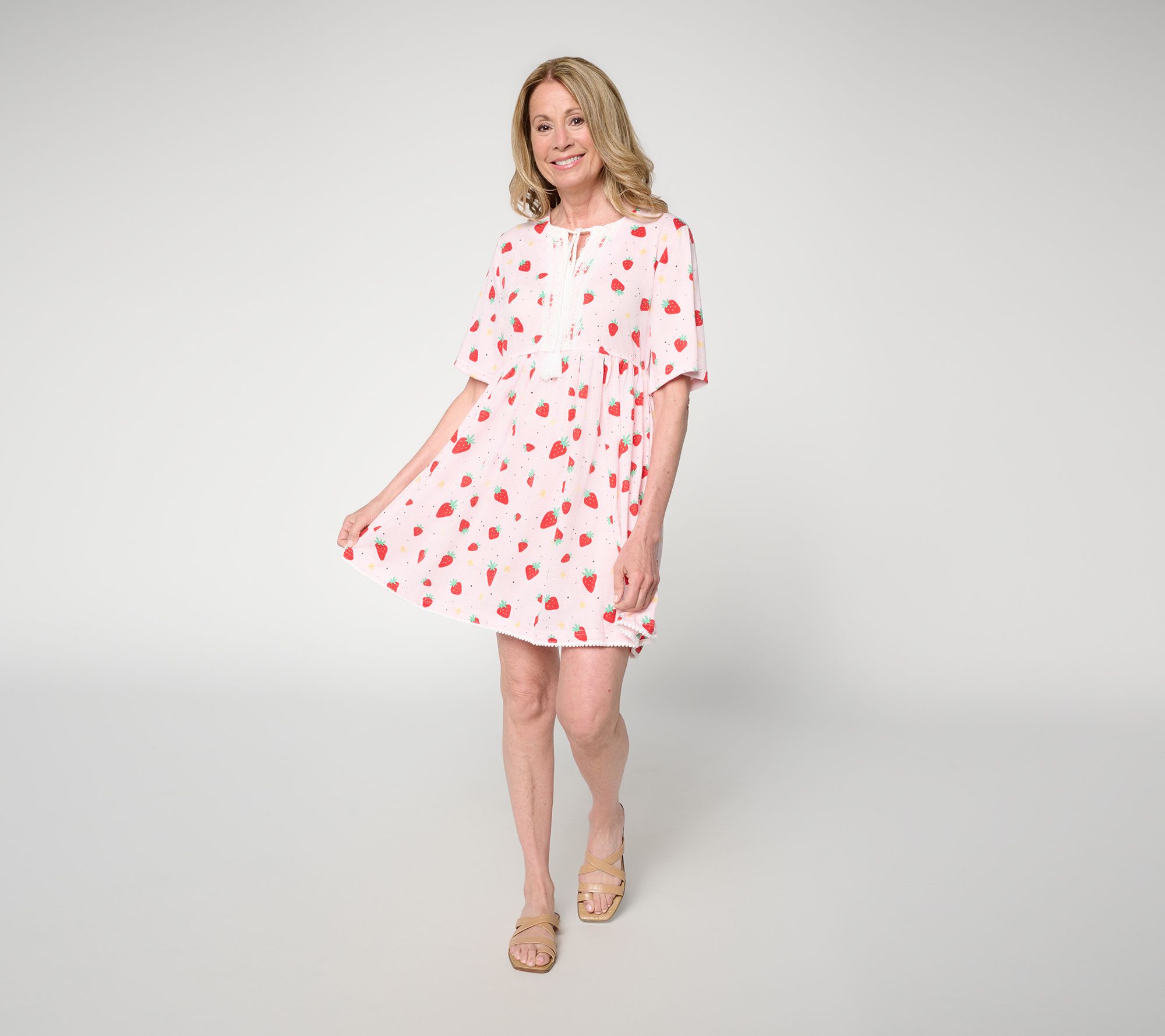 MUK LUKS Lace Detail Dress with Tassel Ties