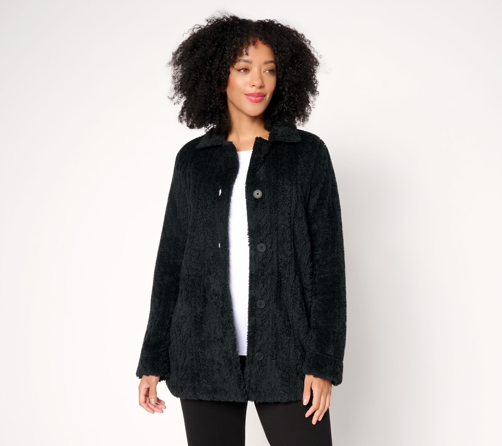 "As Is" Cuddl Duds Sculpted Sherpa Shacket