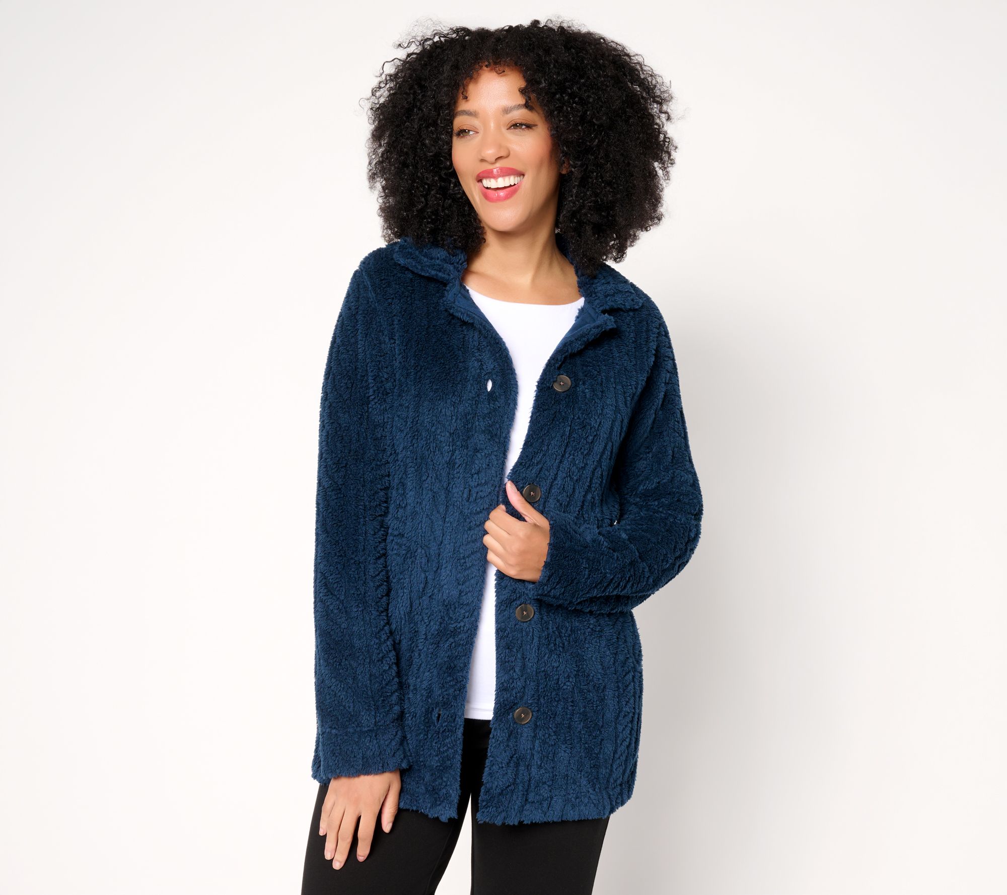 "As Is" Cuddl Duds Sculpted Sherpa Shacket