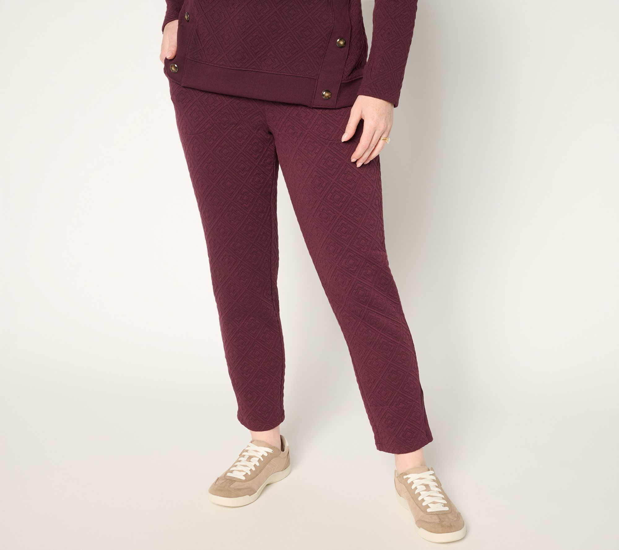 "As Is" Denim & Co. Active Petite Jaquard Ankle Pants